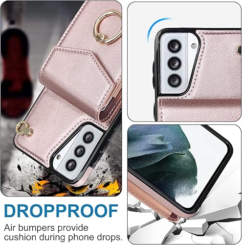 Miniatura 5 de Asuwish Funda de teléfono para Samsung Galaxy S21 5G de 6.2 pulgadas con protector de pantalla de vidrio templado y anillo de bloqueo RFID, soporte