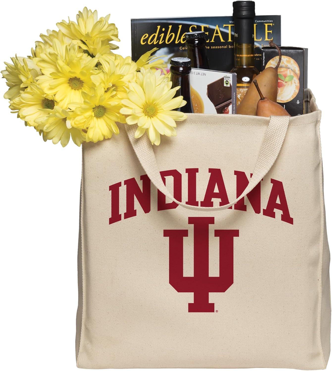 UGP Campus Apparel NCAA Arch Logo, Team Color Canvas Reusable Grocery Tote Bag, College, University