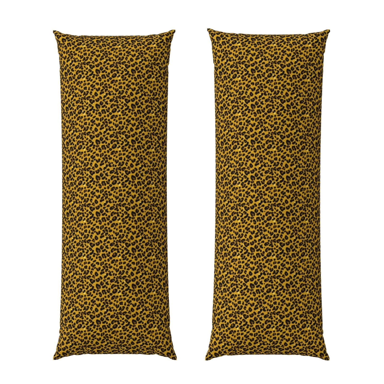 Body Pillow Cover 20x54 Inch, Black Gold Glitter Wild Chic Animal Cheetah Leopard Ptint, Soft Long Pillowcase with Hidden Zipper, Breathable Cushion Protector for Bed Couch Sofa Home