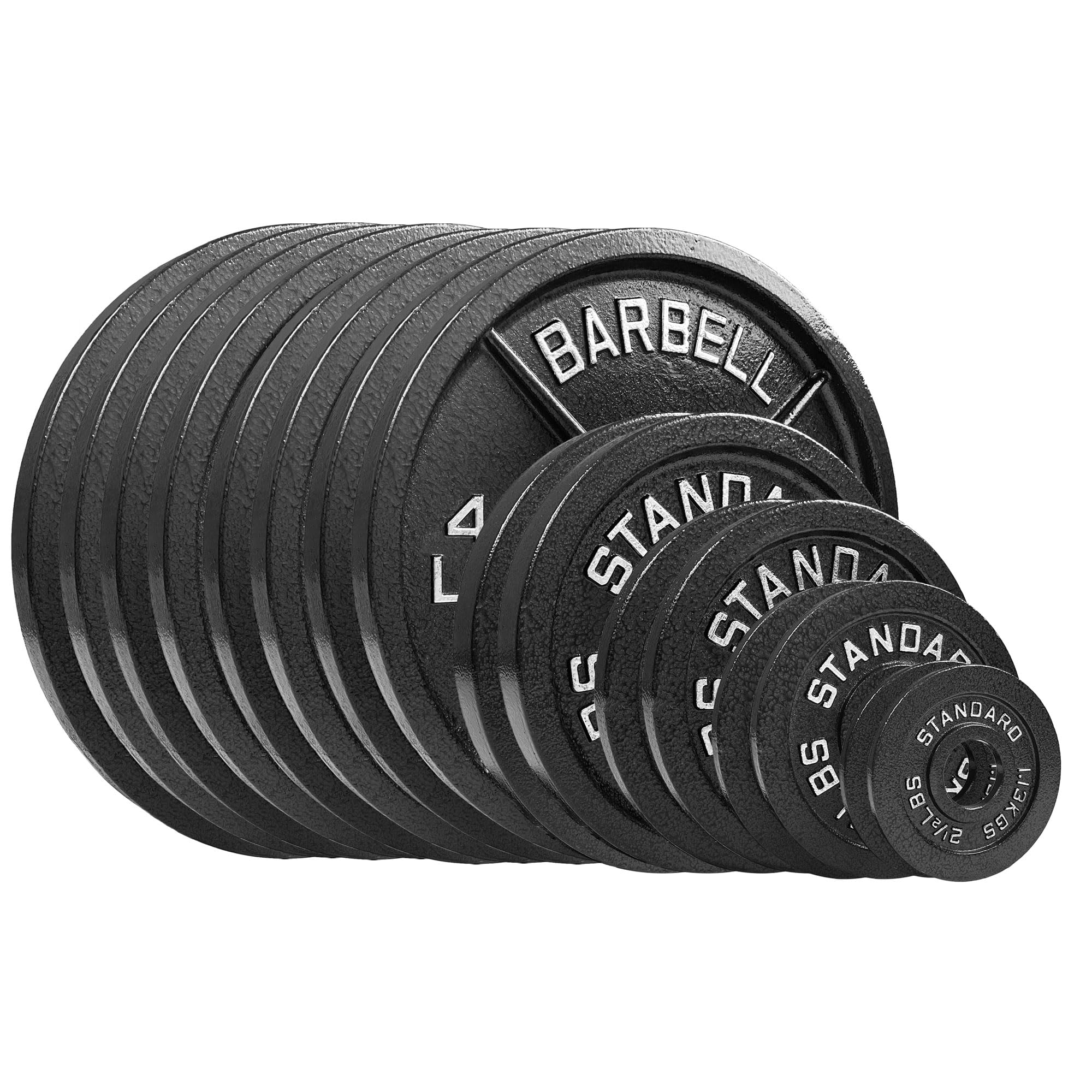 445LB Steel Olympic Plates Set - 2 inch Olympic Hammertone 8x 45 & 2x 25, 10, 5, 2.5 Pound Weights for Barbell Training