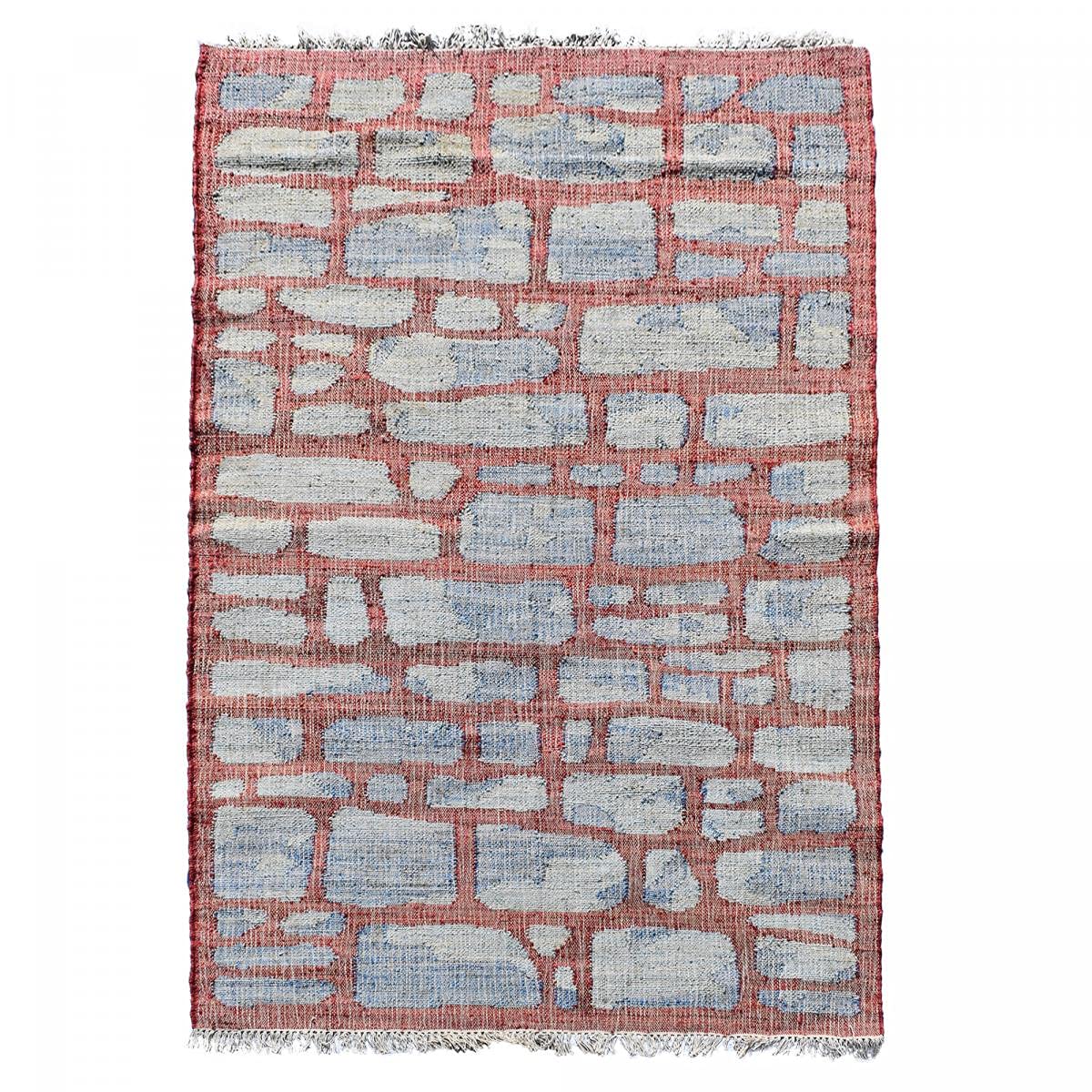 Tapis Kilim 200x290 cm Rectangulaire KL JUTAP Gris Salon Tissé à la Main Jute