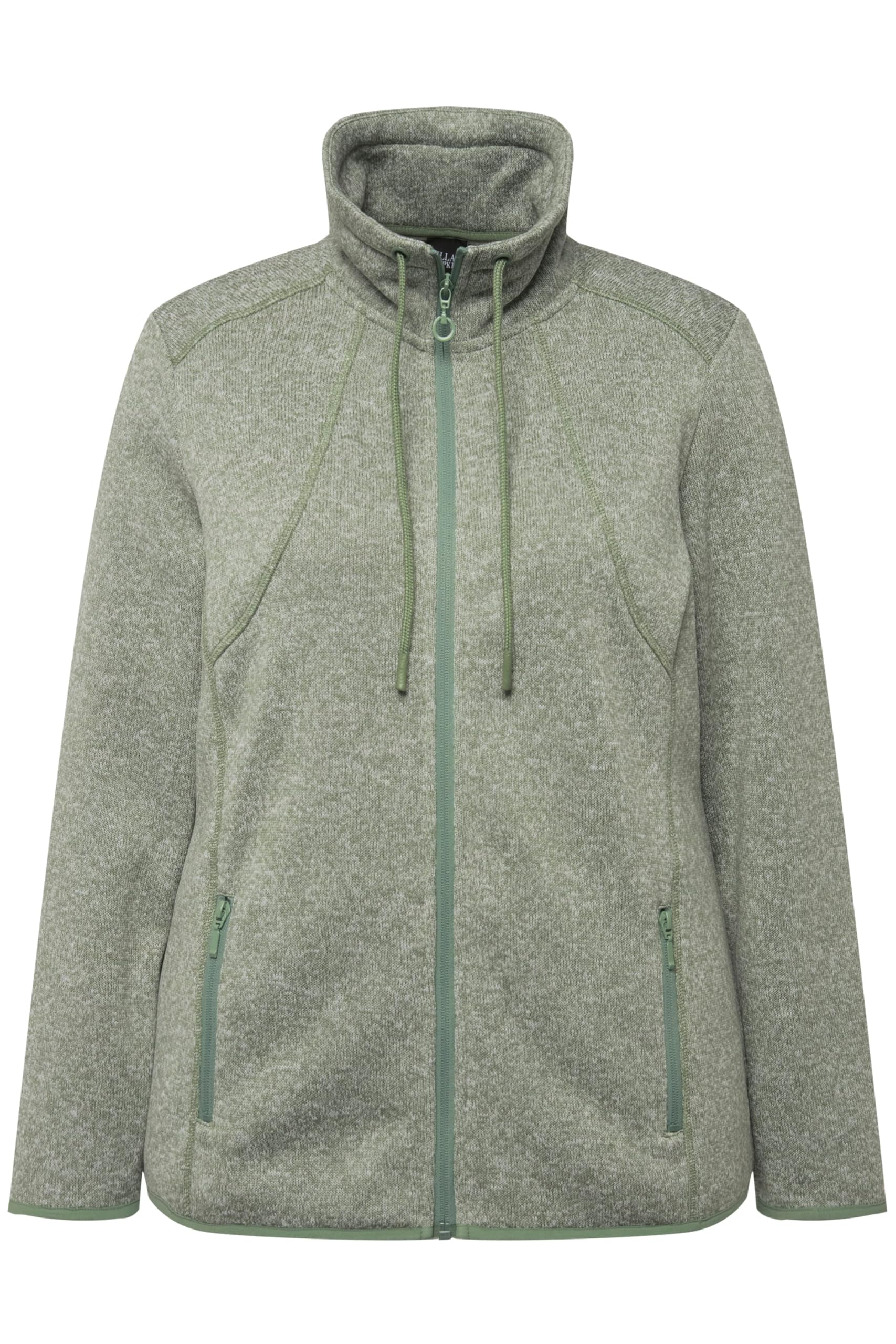 Ulla Popken Femme Grandes Tailles Veste en Maille Polaire, Motif chiné, col Montant et Poches zippées 832210