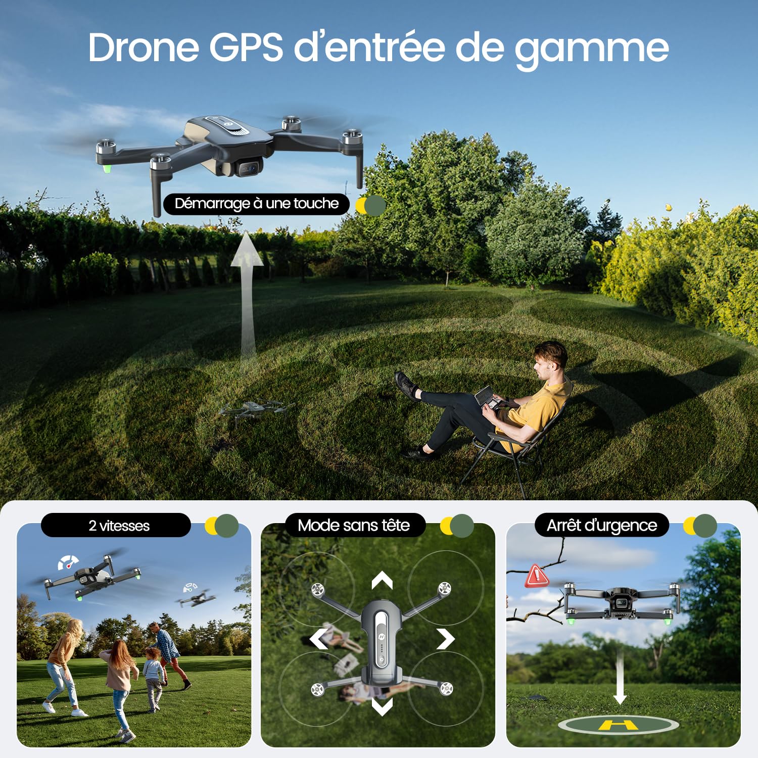 Holy Stone Drone GPS avec caméra 4K pour débutants, HS460 drone pliable avec 52 min d’autonomie, moteur sans balais, Follow Me, retour automatique, transmission FPV 5G, moins de 249 g