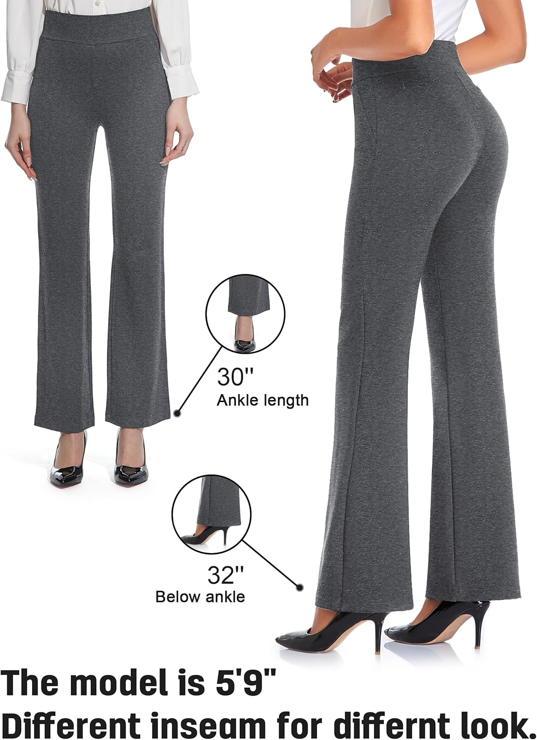 Tapata Women Dress Pants 28"/30"/32"/34" High Waist Stretchy Bootcut Pants Tall, Petite, Regular for Office Business Casual - Image 4