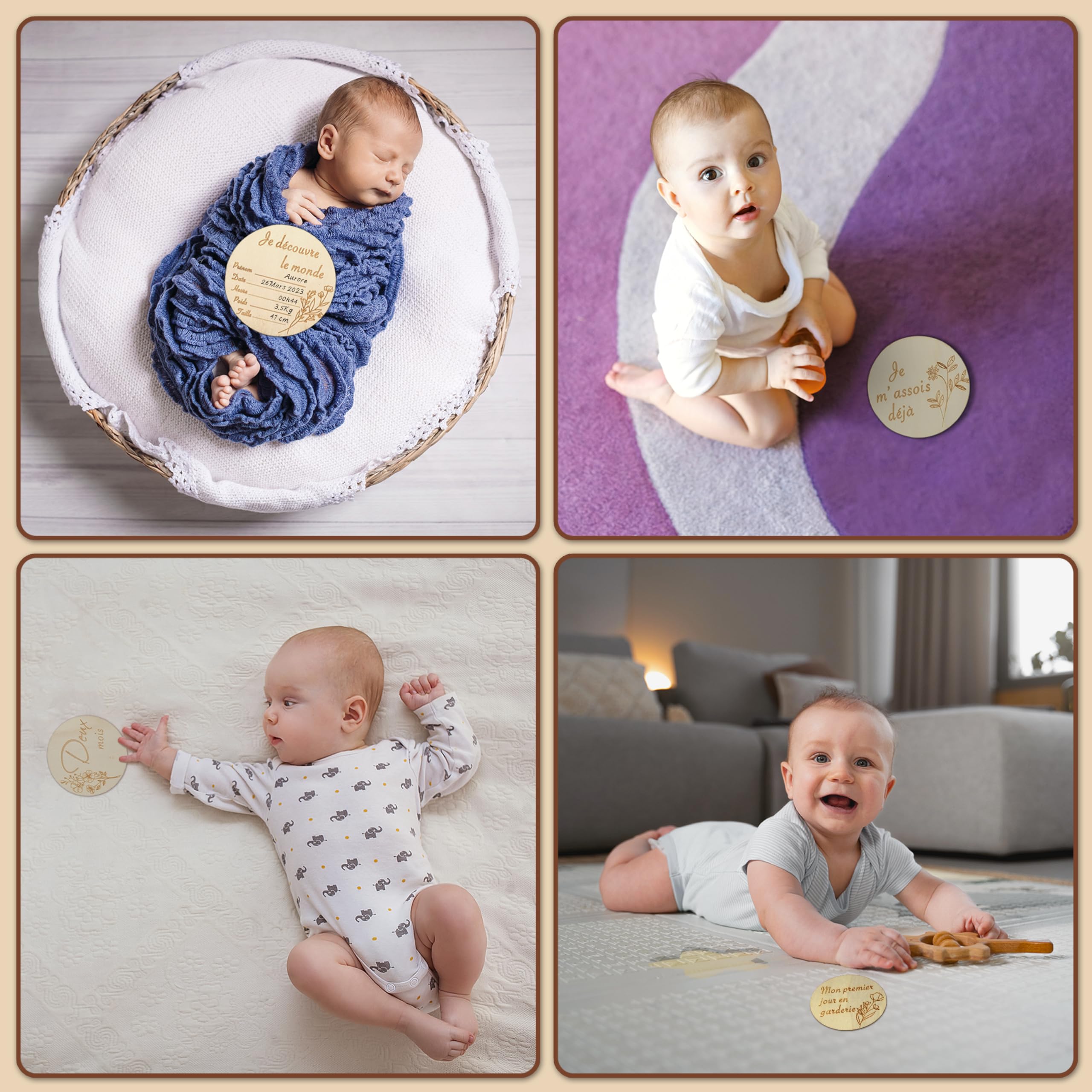 Tarjetas De Madera Para Bebé - 30 Motivos Para Capturar El Primer Año, Ideal Como Regalo Original