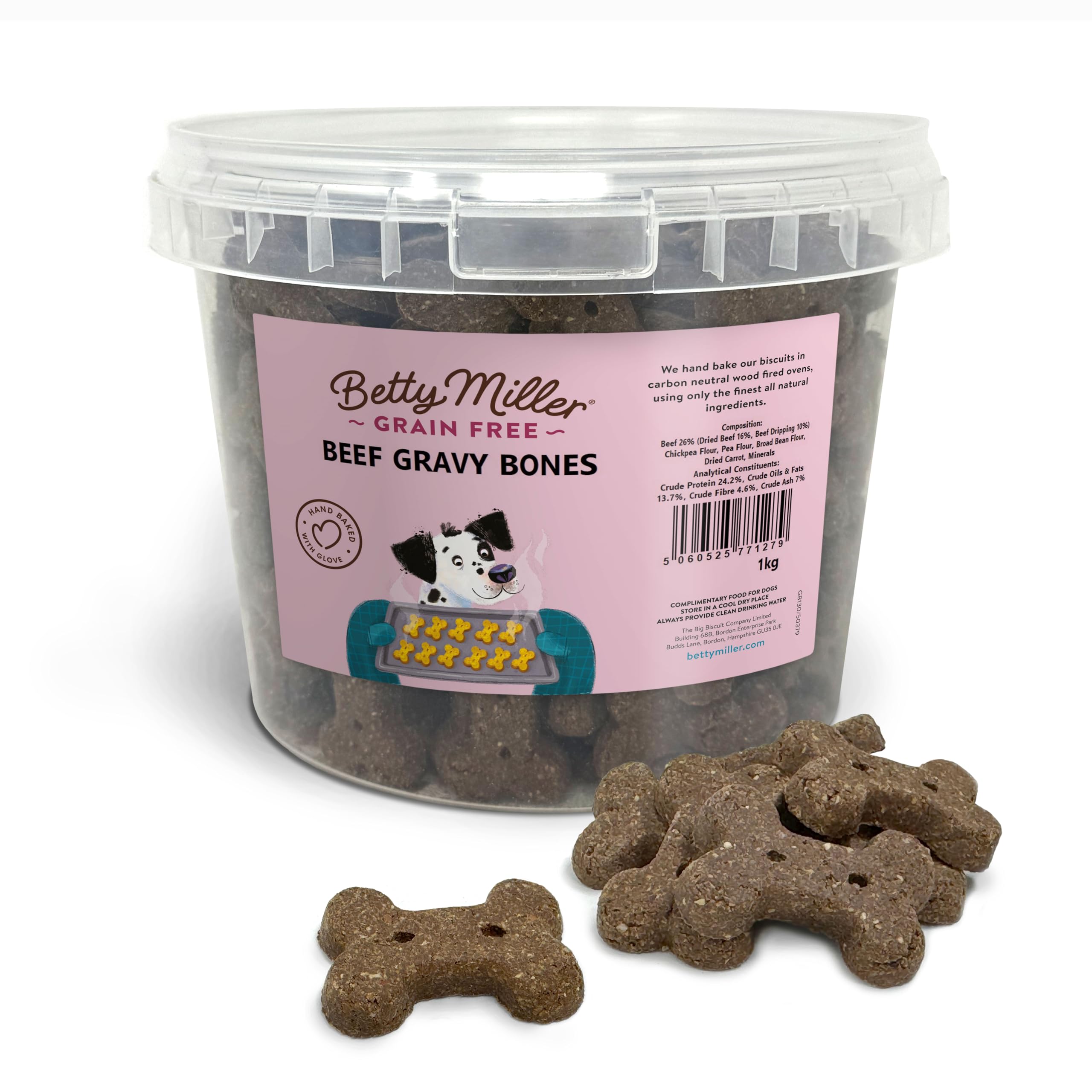 Betty Miller Grain Free Dog Treats - Gravy Bones for Dogs - 1kg Bulk Dog Treats - British Baked Dog Biscuits