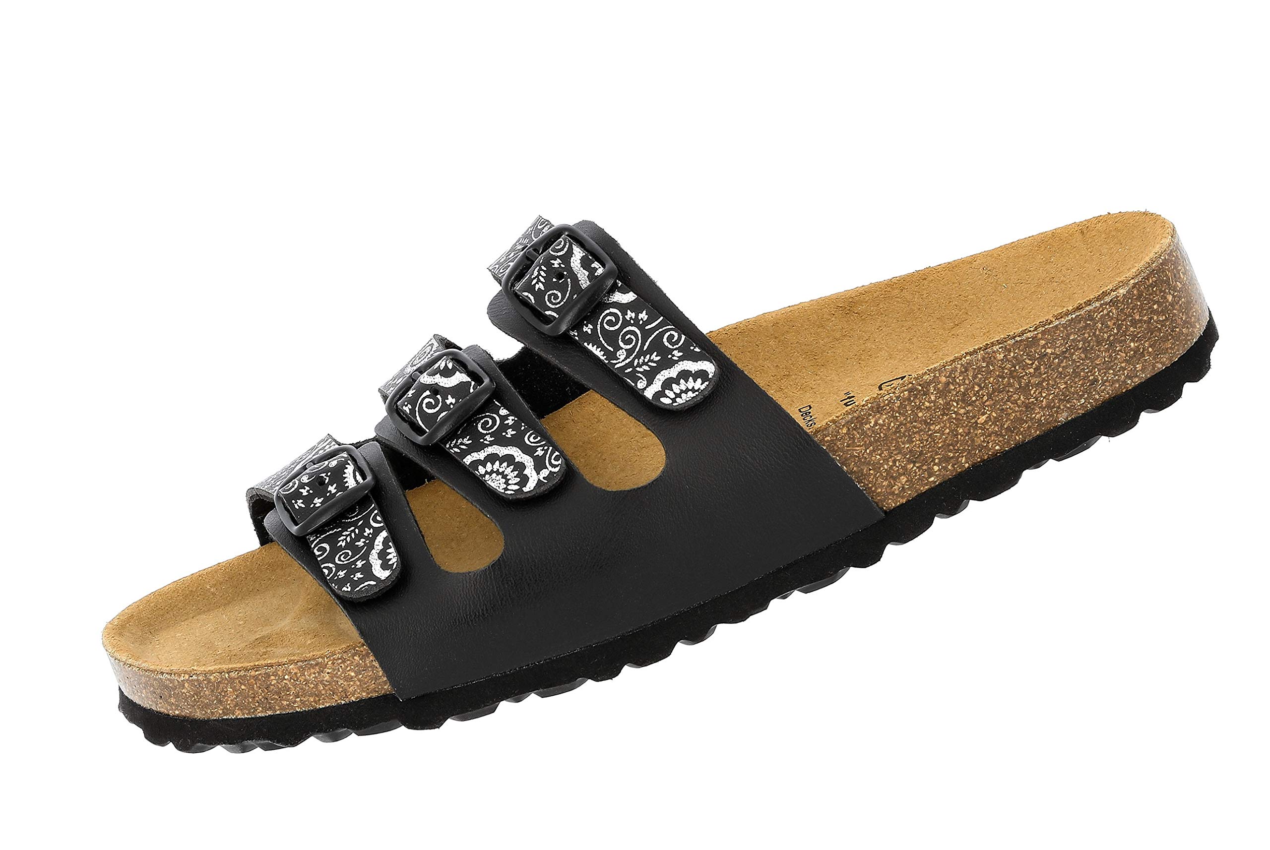 Lico Women's Bioline Flower Mules, Black, 7 UK
