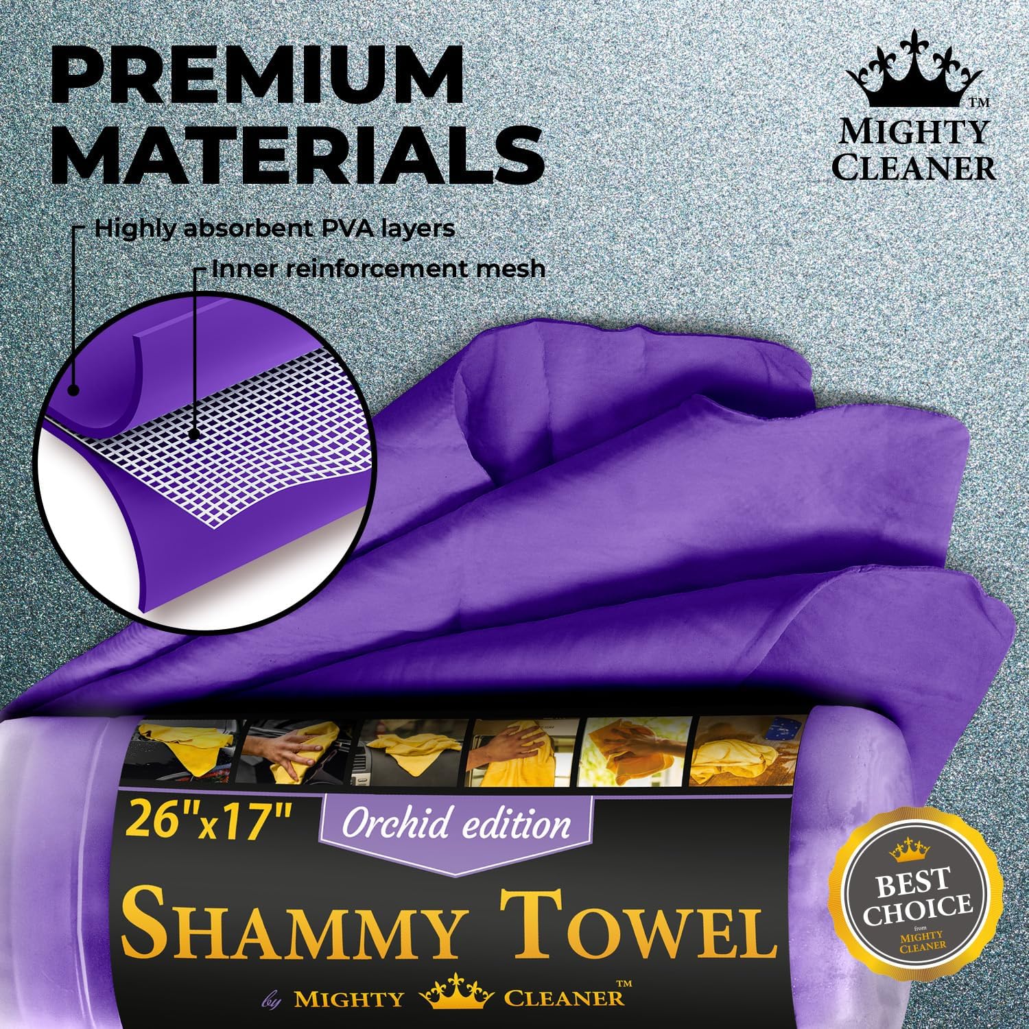 Save 10% on Premium Shammy Towel for Car - 2 Towels (26”x17”) + Microfiber Cleaning Cloth for Cars - 6pk (12”x12”) - Super Car Care Bundle