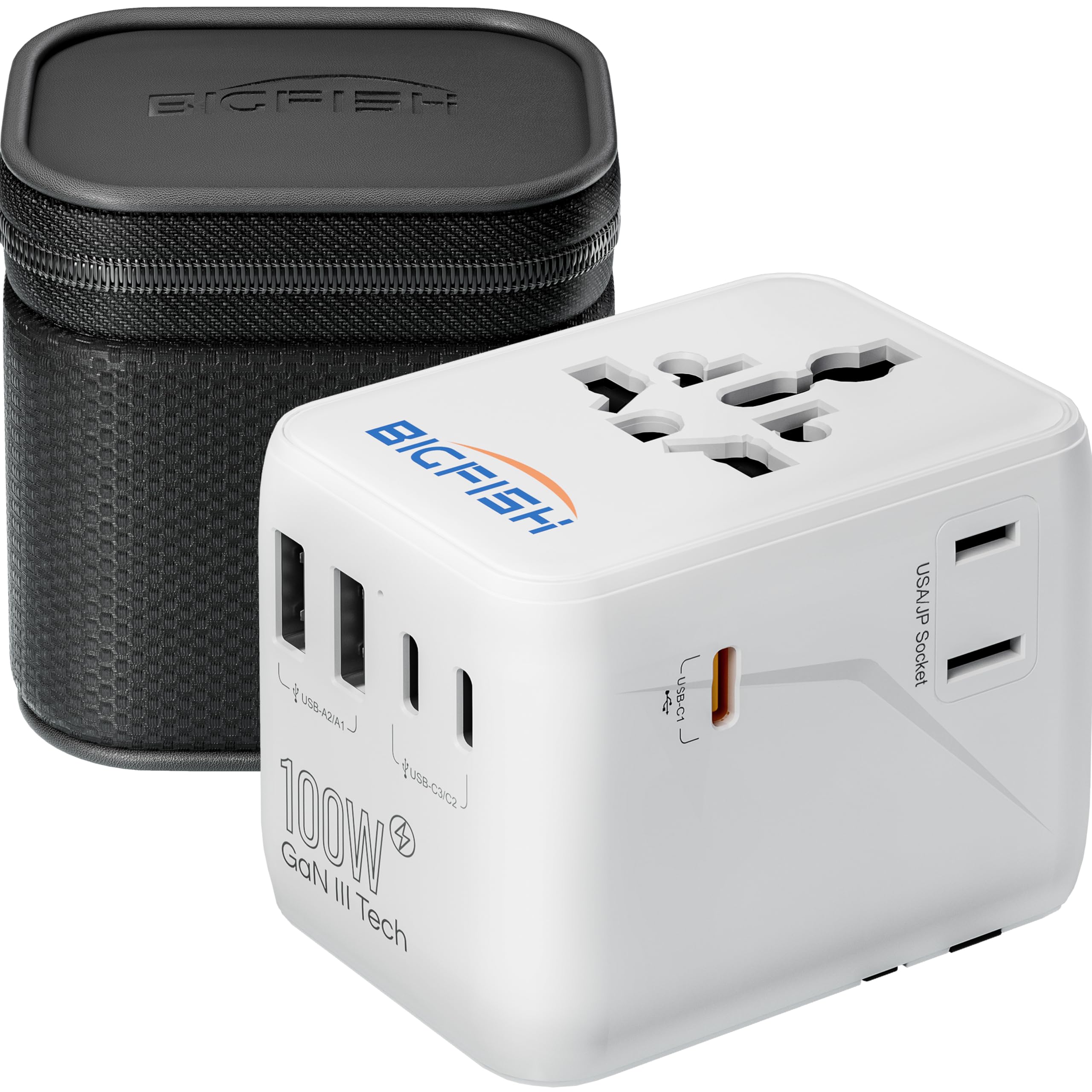 Bigfish Universal Travel Adapter, Worldwide Travel Plug Adapter with 2 USB A and 2 USB C, Dual 10A Fuses All In One International Travel Adapter - EU UK US AUS Plugs — view 9