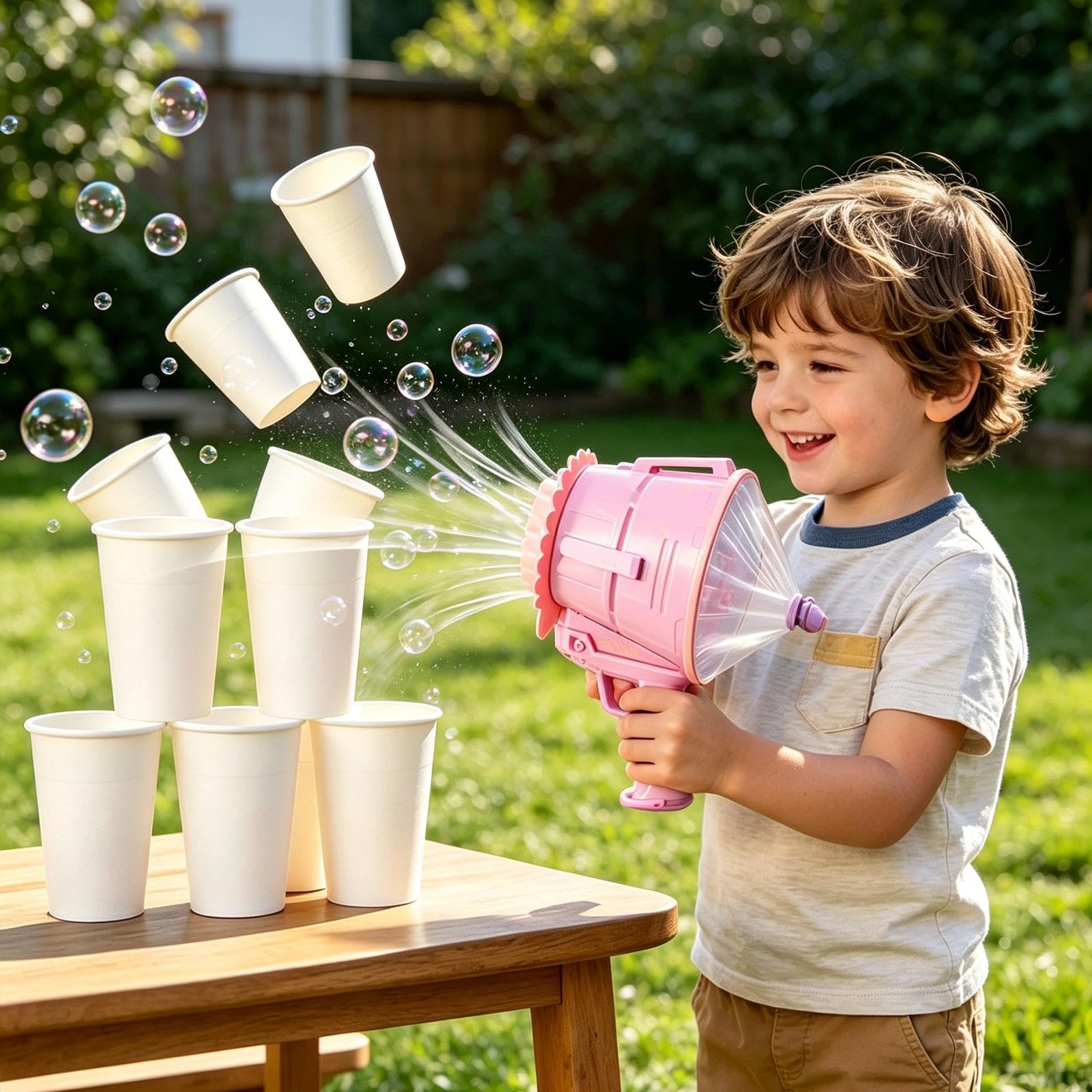 Blasenmaschine für Kinder, Sommerspielzeug, Blasengebläse für Kinder, für Geburtstag, Urlaub, Hof, Garten, Park, , Sommercamp, Spielbereich