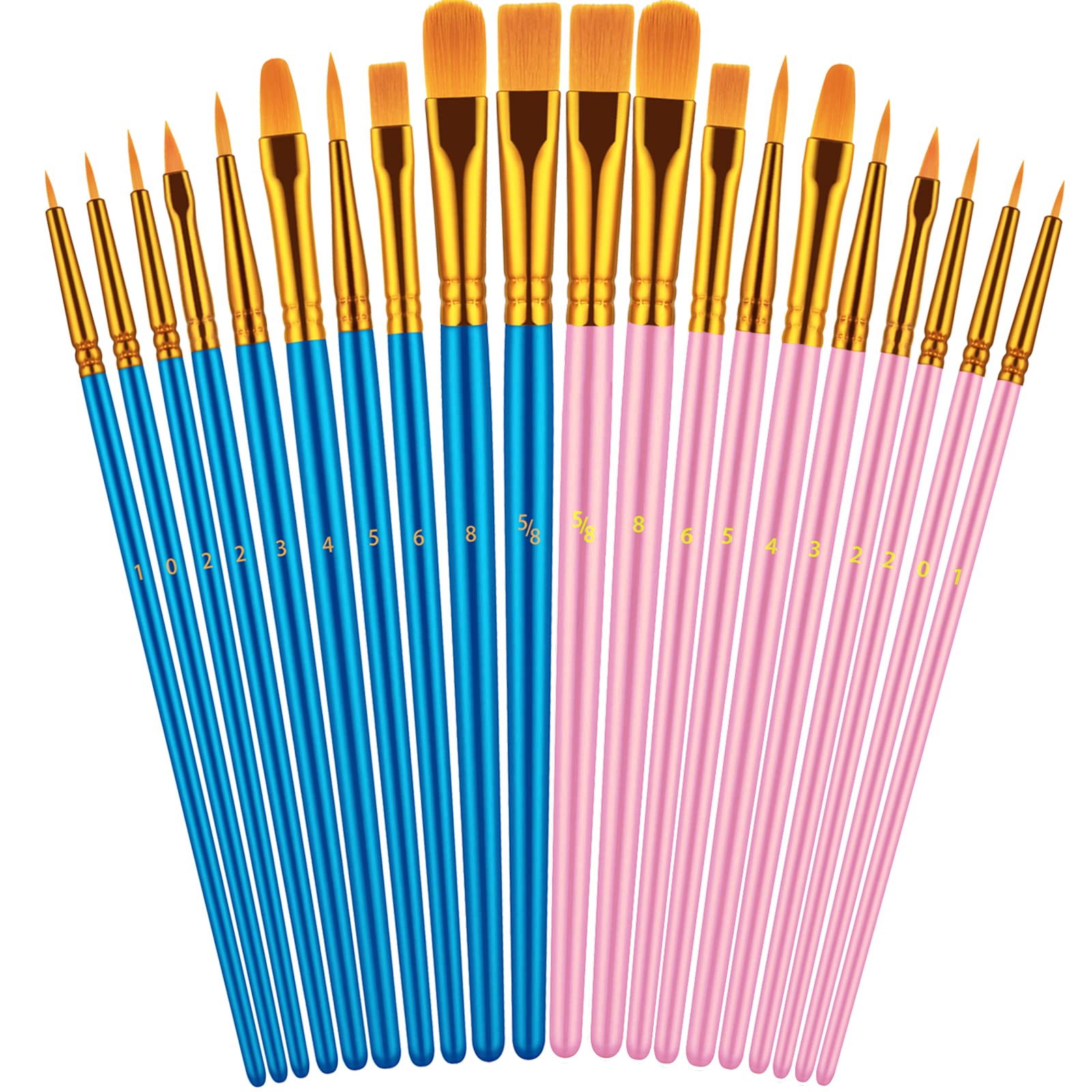 Paint Brushes Set, 20 Pcs Paint Brushes for Acrylic Painting, Oil Watercolor Acrylic Paint Brush, Artist Paintbrushes for Body Face Rock Canvas, Adult