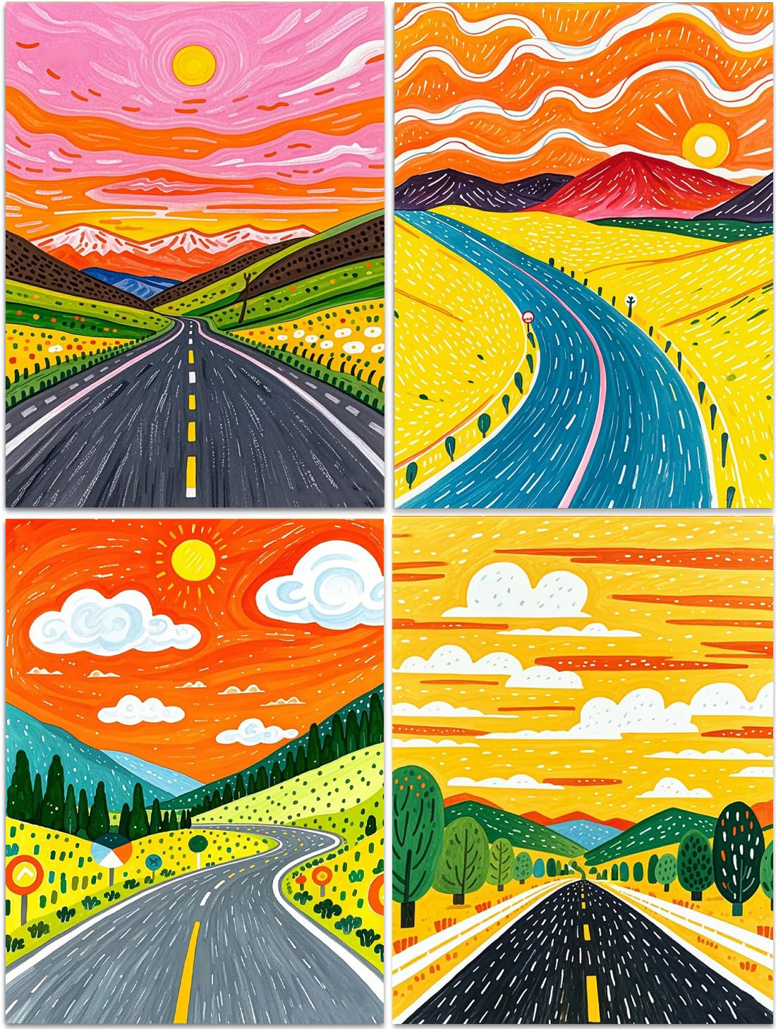 DOZEEZOP 4 Pack 5D Diamond Painting Kits for Adults, Landscape Diamond Art Kits for Beginners of All Ages, Round Full Drill Painting by Numbers Crafts