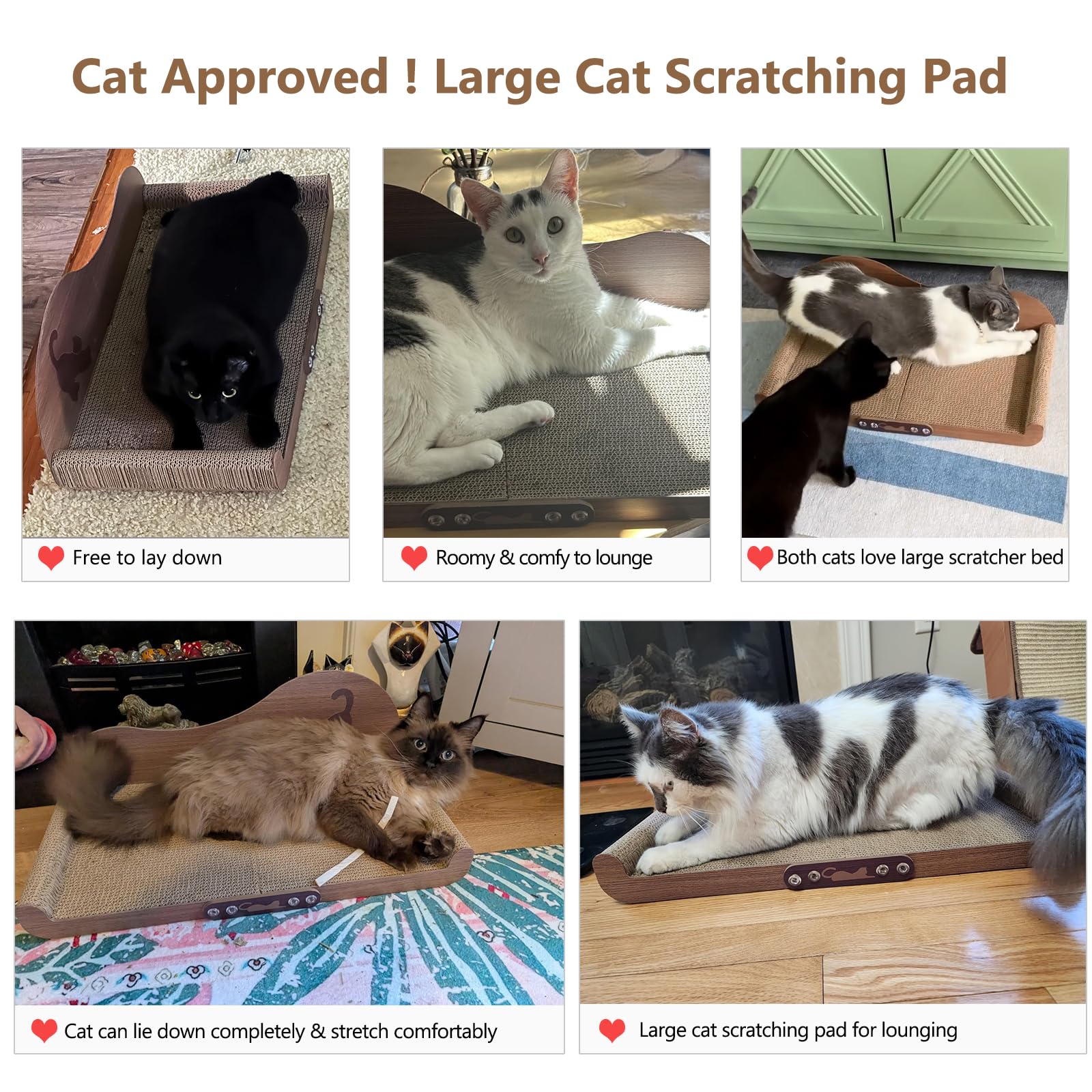 NATUYA Cat Scratcher Cardboard Lounge Bed, Large Cat Scratching Board Couch, Durable Cats Scartch Pad for Indoor Cats - Image 4
