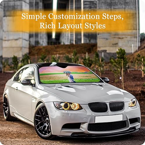 Miniatura 5 de Parasol personalizado para parabrisas de automóvil con 1-4 fotos, diseño de tu propia foto, logotipo, texto, plegable, reflectante, protector contra