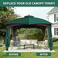 Vista 6 de SCOCANOPY Parte superior de repuesto verde bosque compatible con Lowe's Allen Roth 10X12 Gazebo modelo #GF-12S004B-1/#GF-12S004BTO/#TPGAZ17-002C