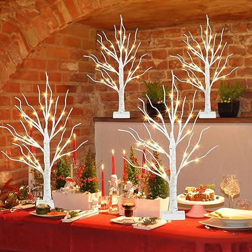 Miniatura 9 de PEIDUO Decoraciones de Navidad para el hogar, árbol de Navidad de 2 pies con luces LED, luces blancas cálidas, árbol espiritual de luz de hadas