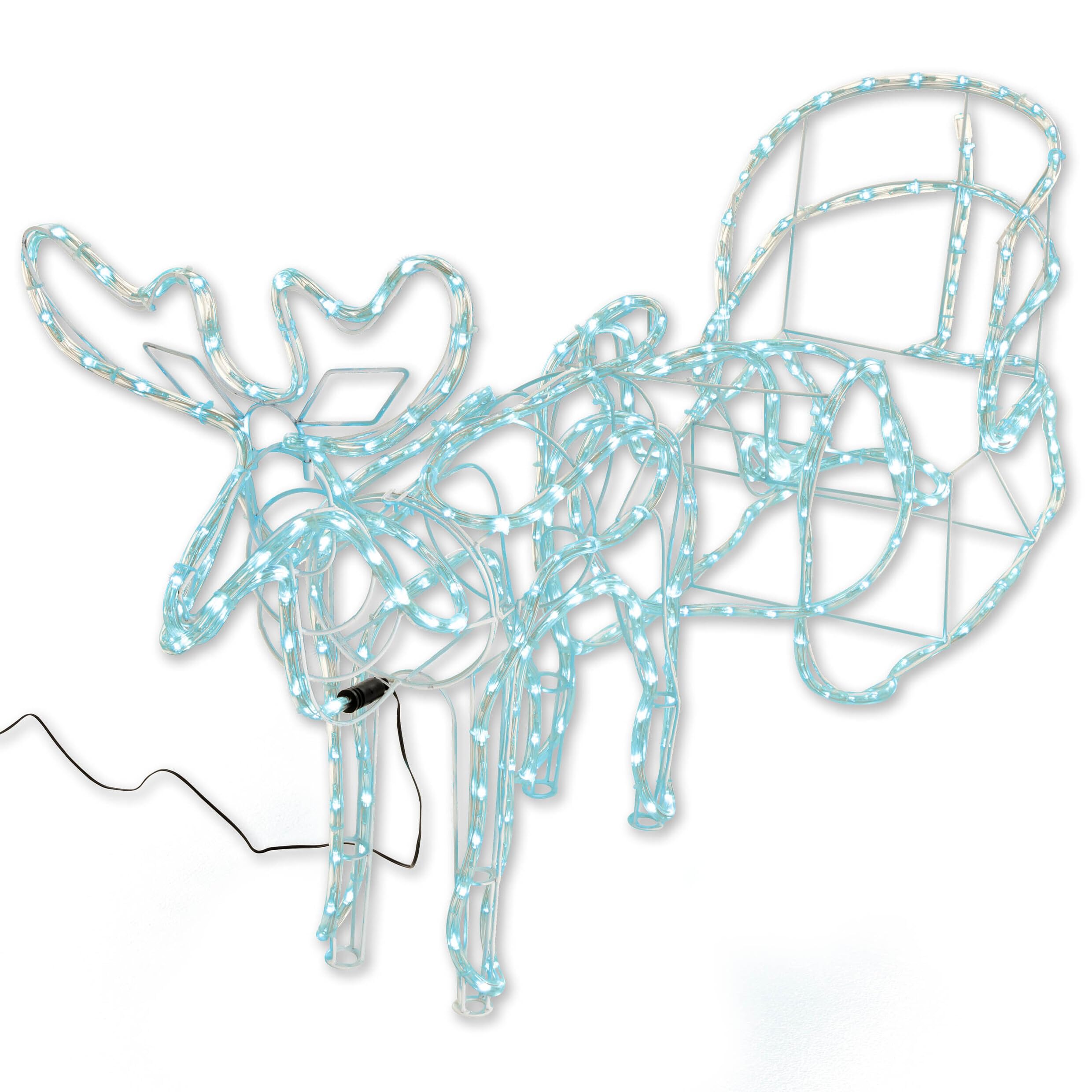 Rentier mit Schlitten aus 14 m Lichterschlauch 504 LED warmweiß kaltweiß mit 8 Funktionen Figur Weihnachtsbeleuchtung 140 cm Länge Leuchtfigur Xmas-Deko (kalt weiß)