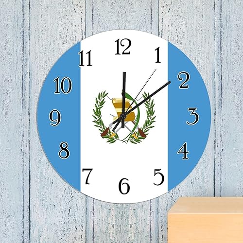 Miniatura 5 de Reloj de pared decorativo de madera de Guatemala con bandera de Guatemala, reloj decorativo retro para el hogar, bandera nacional, recuerdo de país,