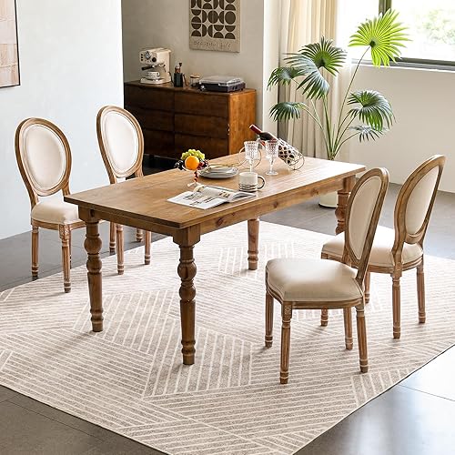 Miniatura 4 de INGEROOM Alfombras de área de 5 x 7 pies para sala de estar, alfombra lavable de 5 x 7 pies, color beige, alfombra de diseño moderno, alfombra Crema