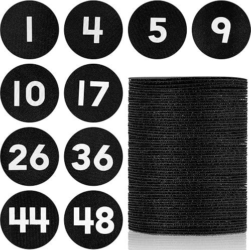 Ireer 48 marcadores circulares de piso de alfombra, números del 1 al 48 puntos de alfombra para marcadores de aula, puntos de piso de 4 pulgadas