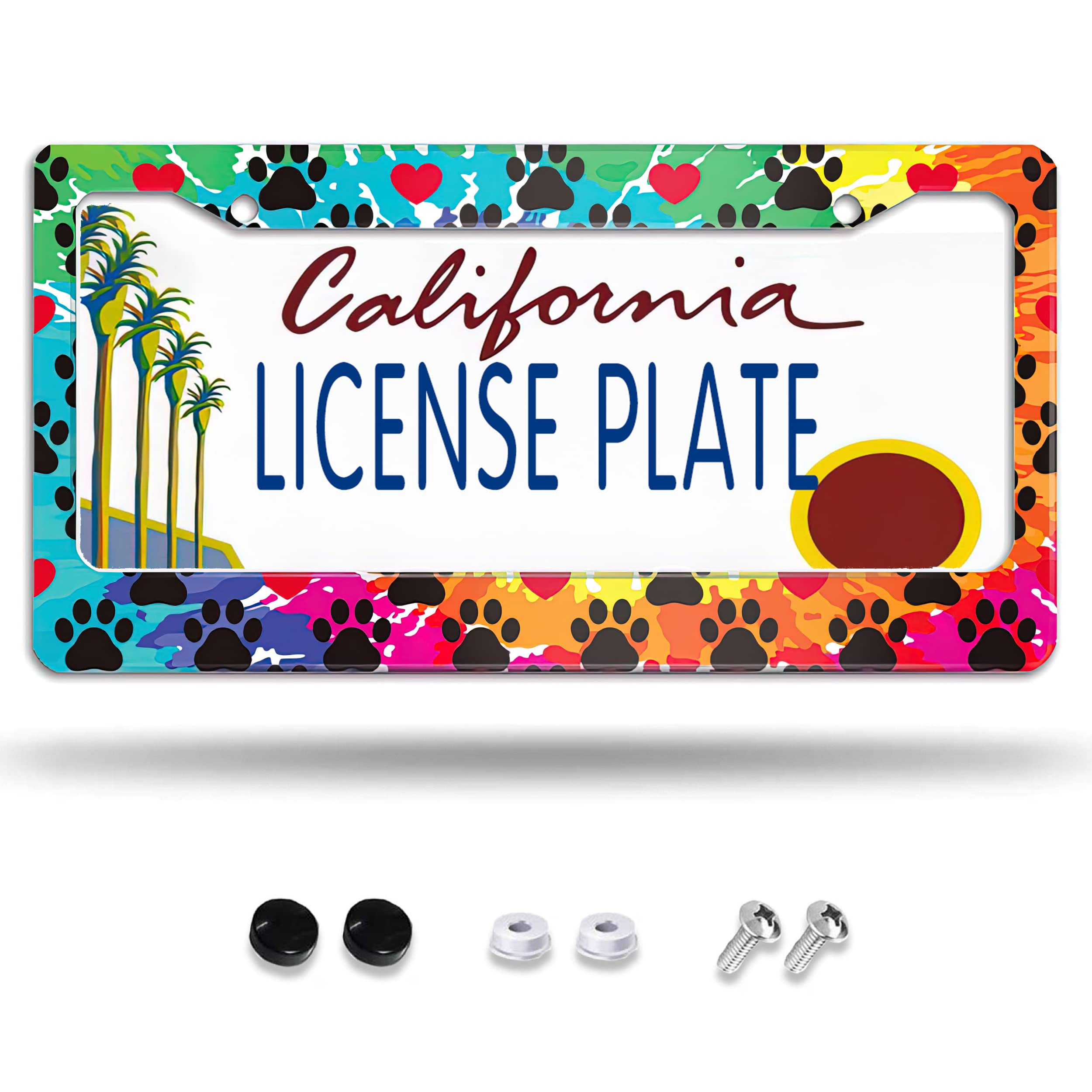 Larkverk License Plate Frame Decorative Aluminum Car Tag Cover Frames Stainless Metal License Plate Holder for Women Men Auto Accessories 2 Holes US Standard 12''x6''