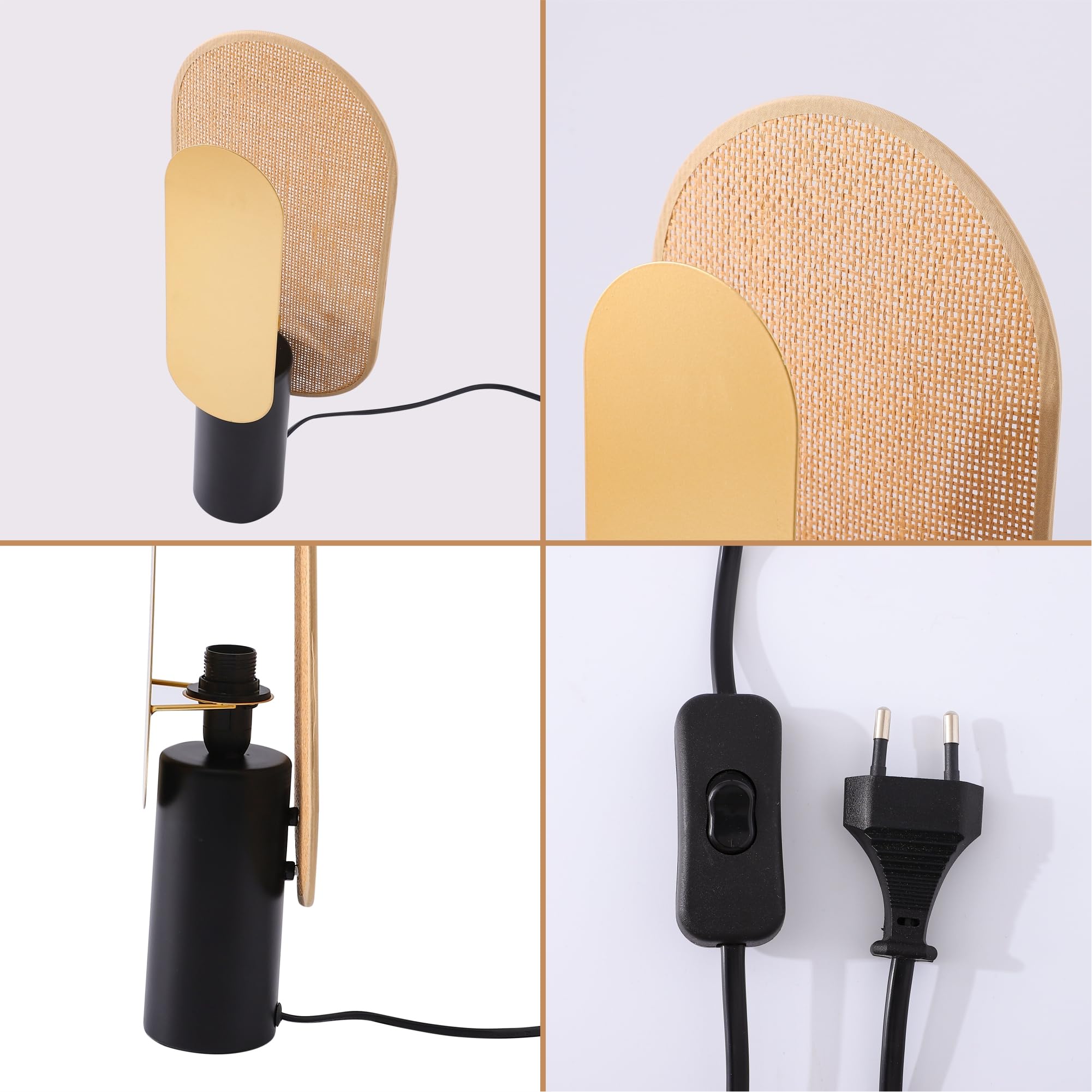 Kuber Industries Aesthetic & Modern Bedroom Lamp for Side Table | Office & Desk Table Lamp for Living Room and Home Decor with Paper Frame & Iron Base | Black & Gold-23AT14 3