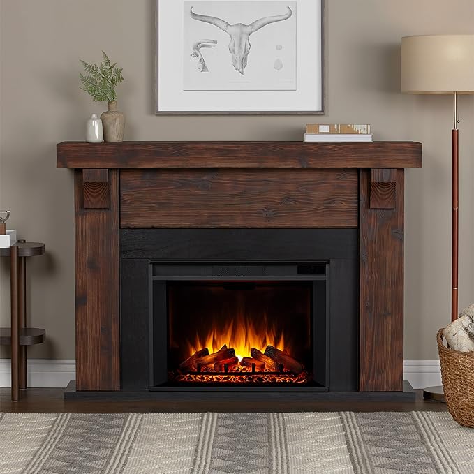 Chimenea eléctrica Real Flame Gunnison Grand 64" con repisa miniatura 5