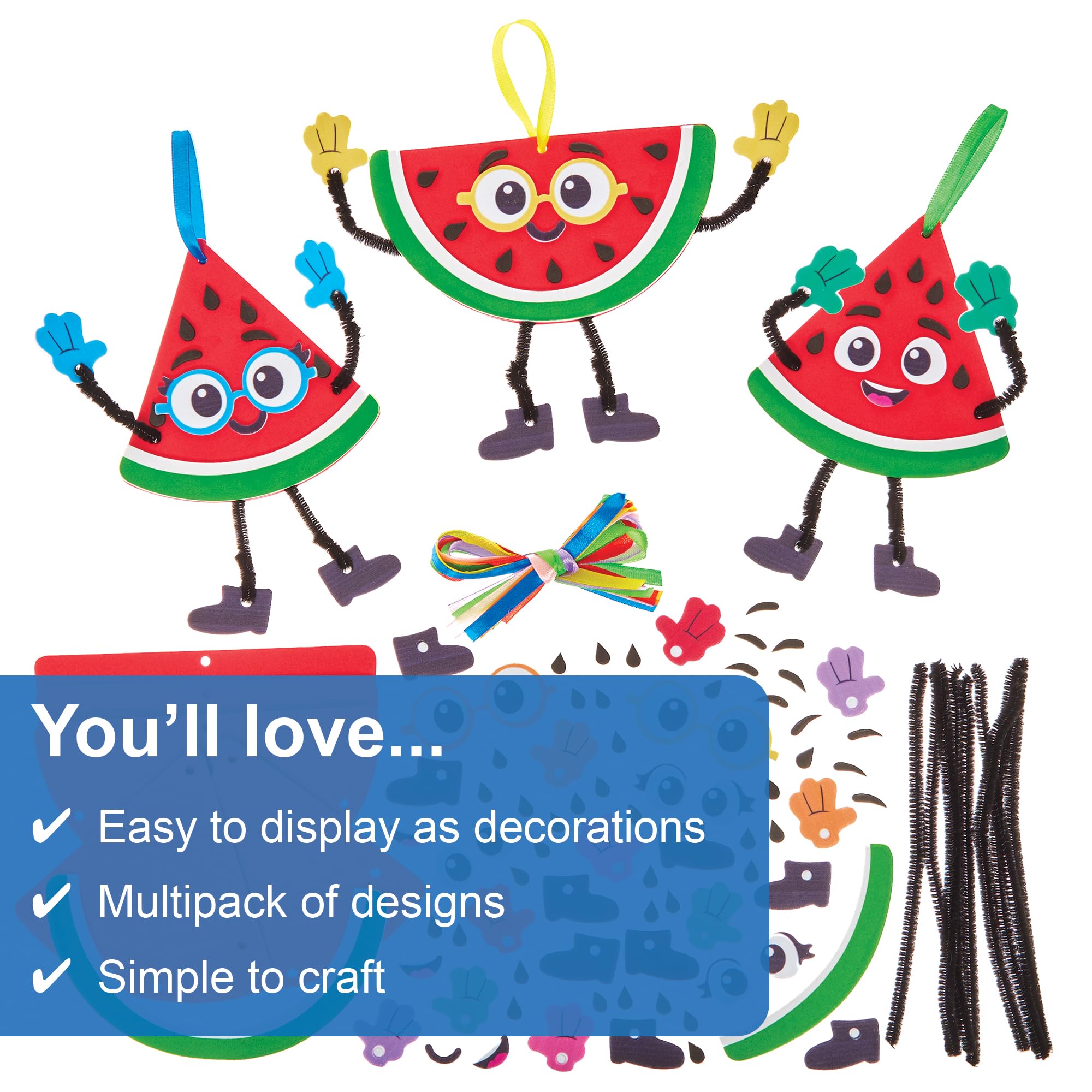 Baker Ross FN169 Watermelon Mix & Match Decoration Kits - Pack of 8, Decoration Craft Kits for Kids, Multicolour, 2.5 centimeters - Image 3