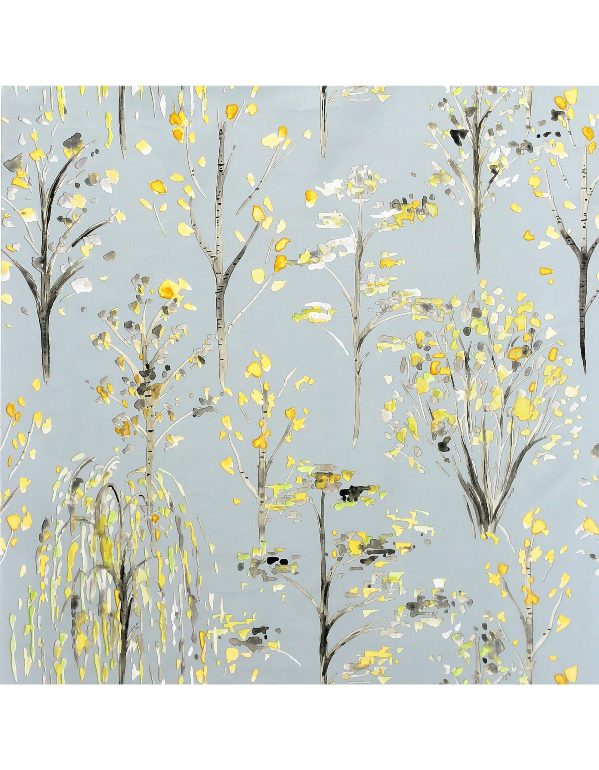 Arthouse Grey,Yellow Watercolour Tree Grey/Ochre Wallpaper 909503