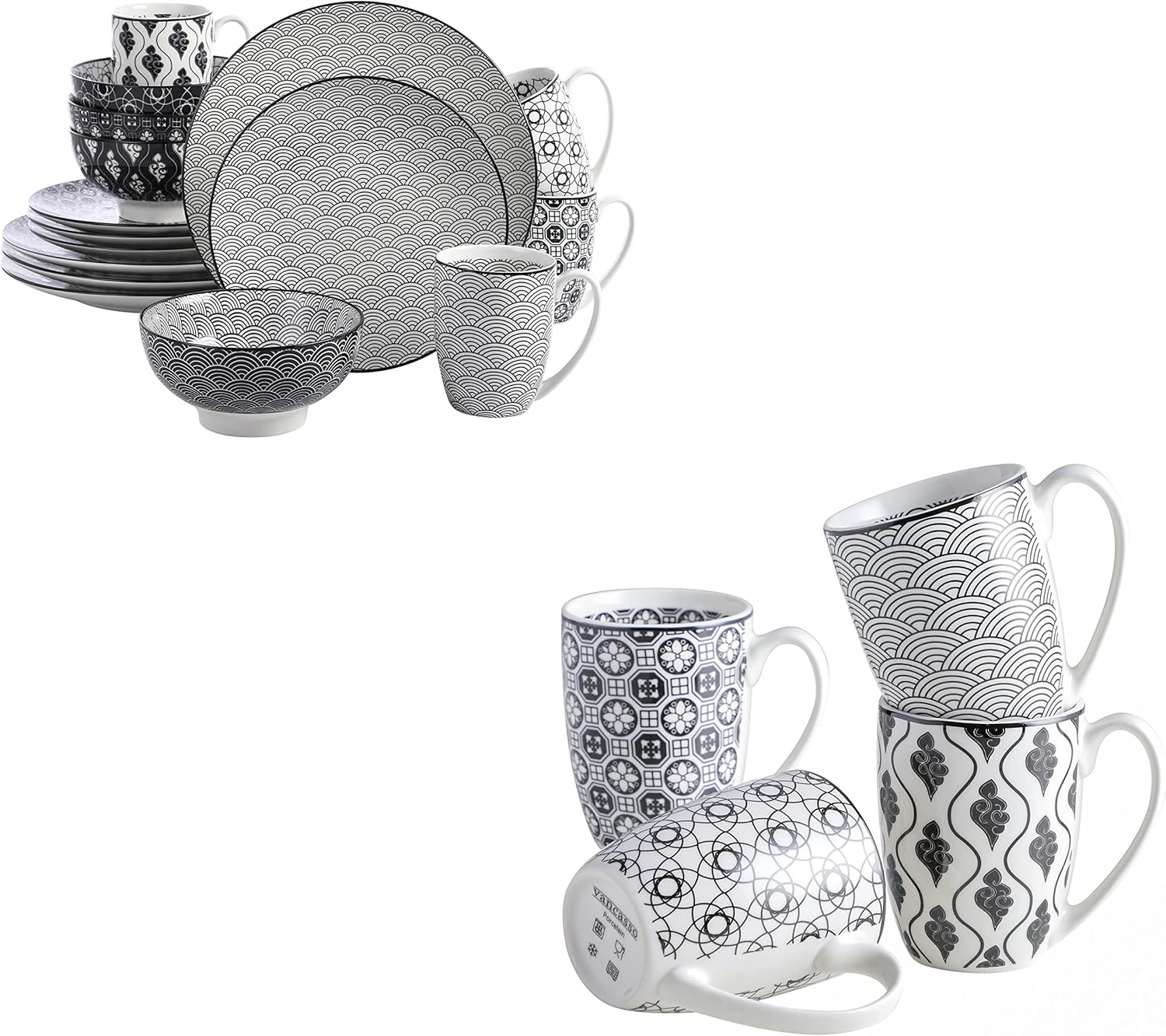 vancasso 16 Pieces Haruka Dinnerware Set for 4 and 4