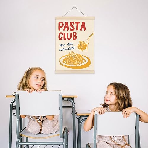 Miniatura 4 de Welshower Pasta Club All Are Welcome - Marco para colgar pósteres, arte de pared retro de Italia, decoración para el hogar, cocina, comedor,