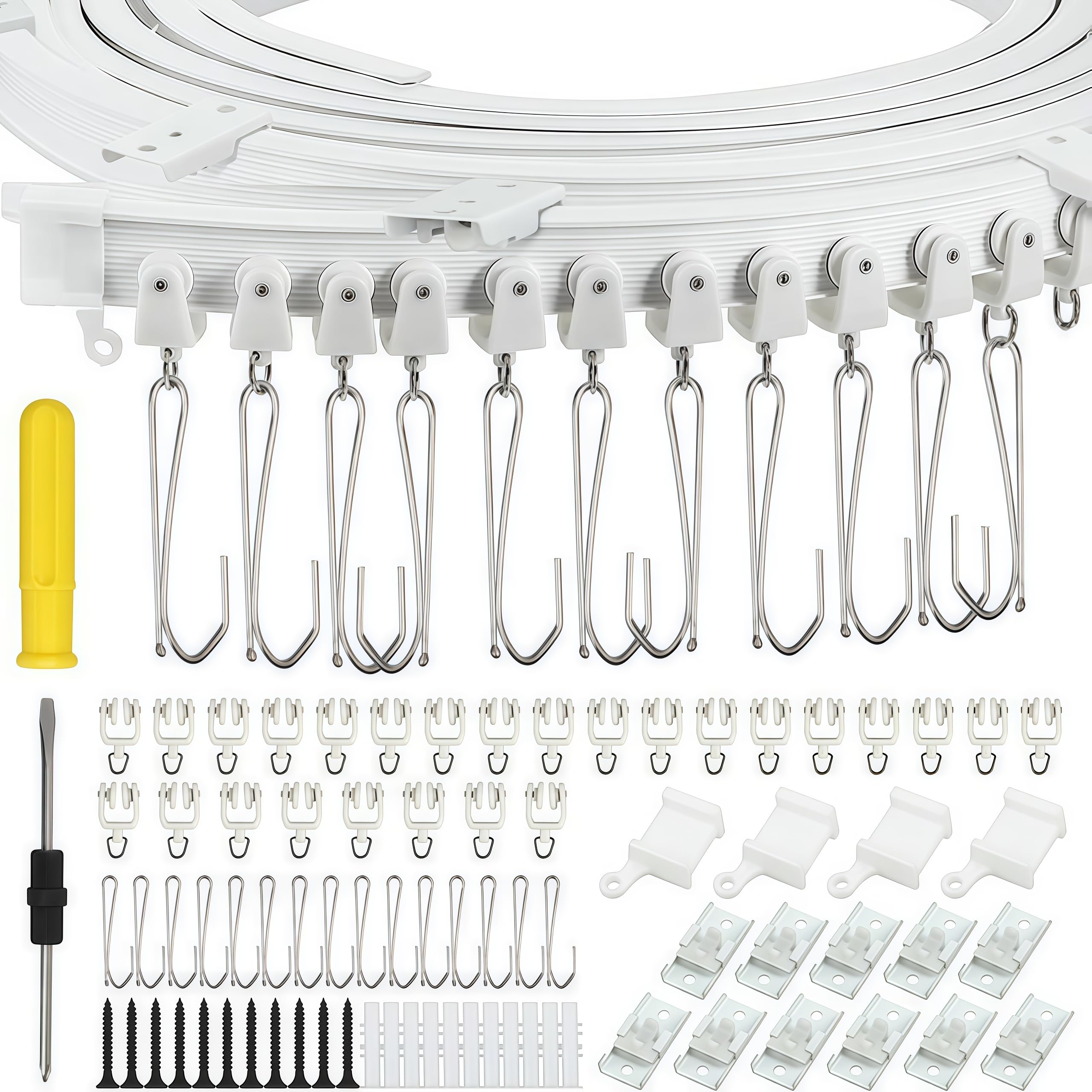 Ceiling Mounted Curtain Track 3.5 Meter Flexible Silent Bendable U Shaped Suitable For Bay Windows Room Partitions White