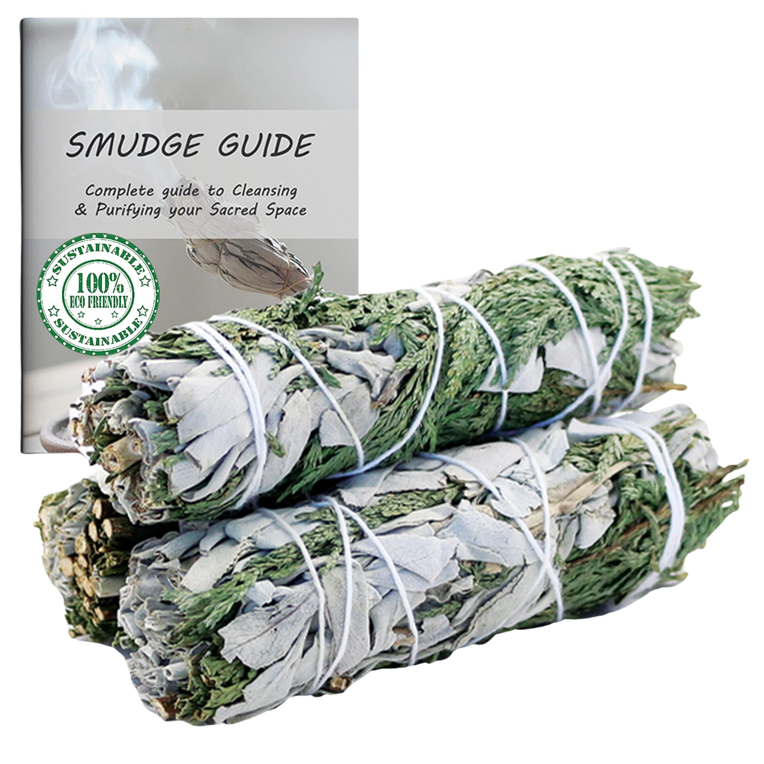 Ancientveda White Sage Mix Smudge Sticks 3 Pack for Cleansing, Meditation, Yoga, and Smudging | Cedar, Rosemary, Eucalyptus, & Juniper (White & Cedar)