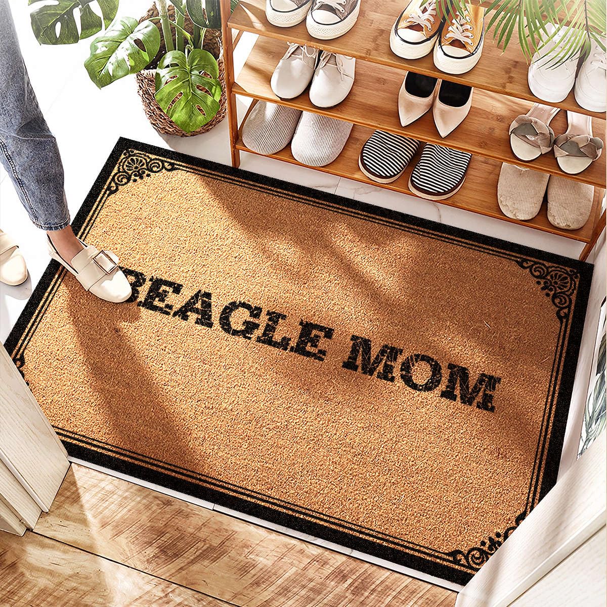 Tapis d'entrée Beagle Mom paillasson extérieur imperméable et anti-sable 40x60