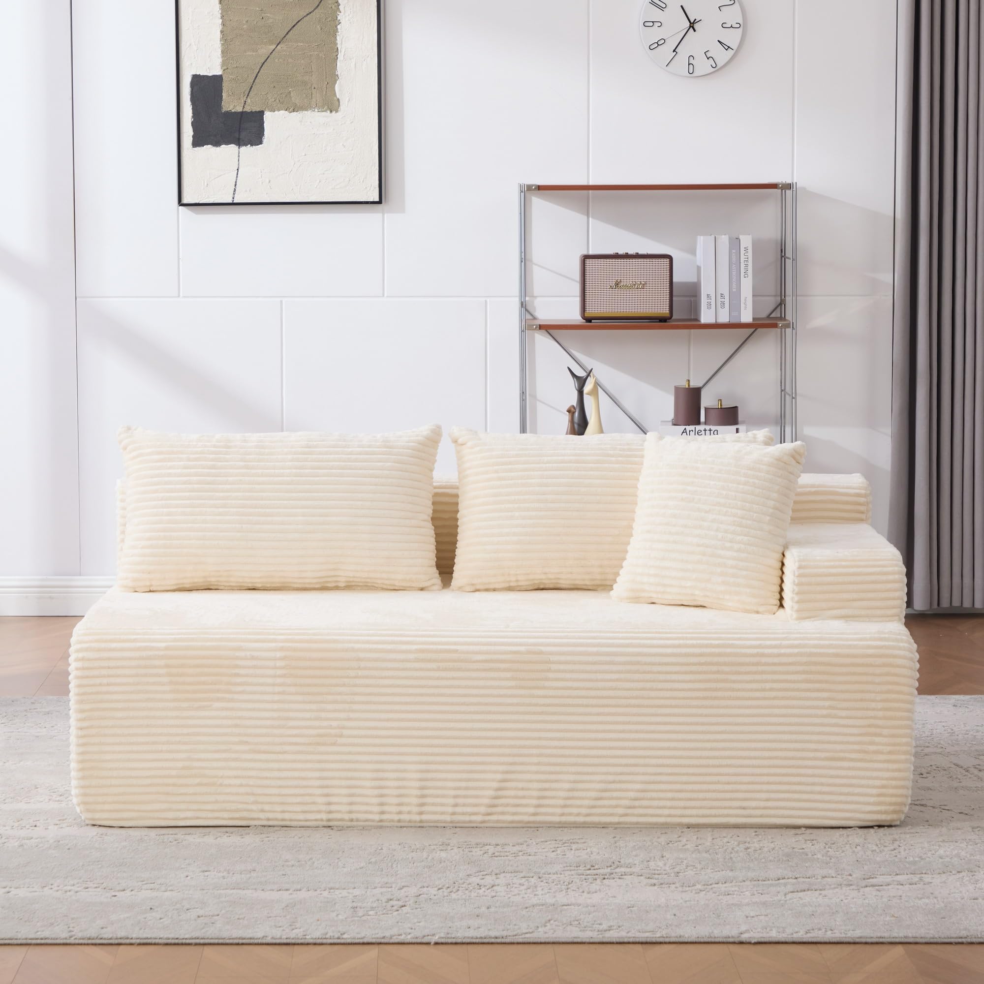Generisch Sofá de Compresión Modular Chenille Beige, Previamente Montado