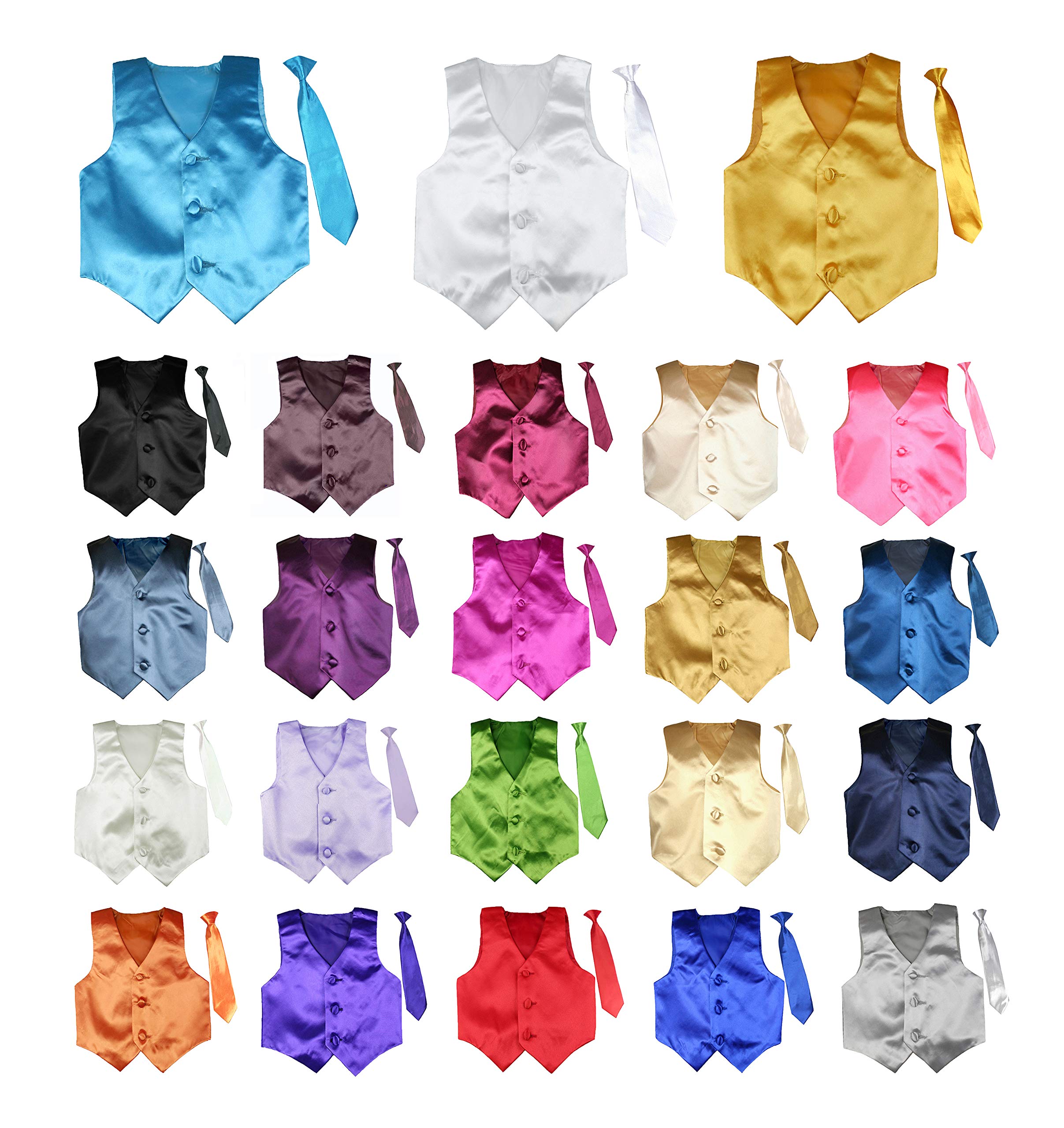 Classic Gift Wedding Party Formal Tuxedo Suits Color Satin Vest & Necktie Only from Boy Baby New Born Toddler Size Sm-4T (3T, Royal Blue)