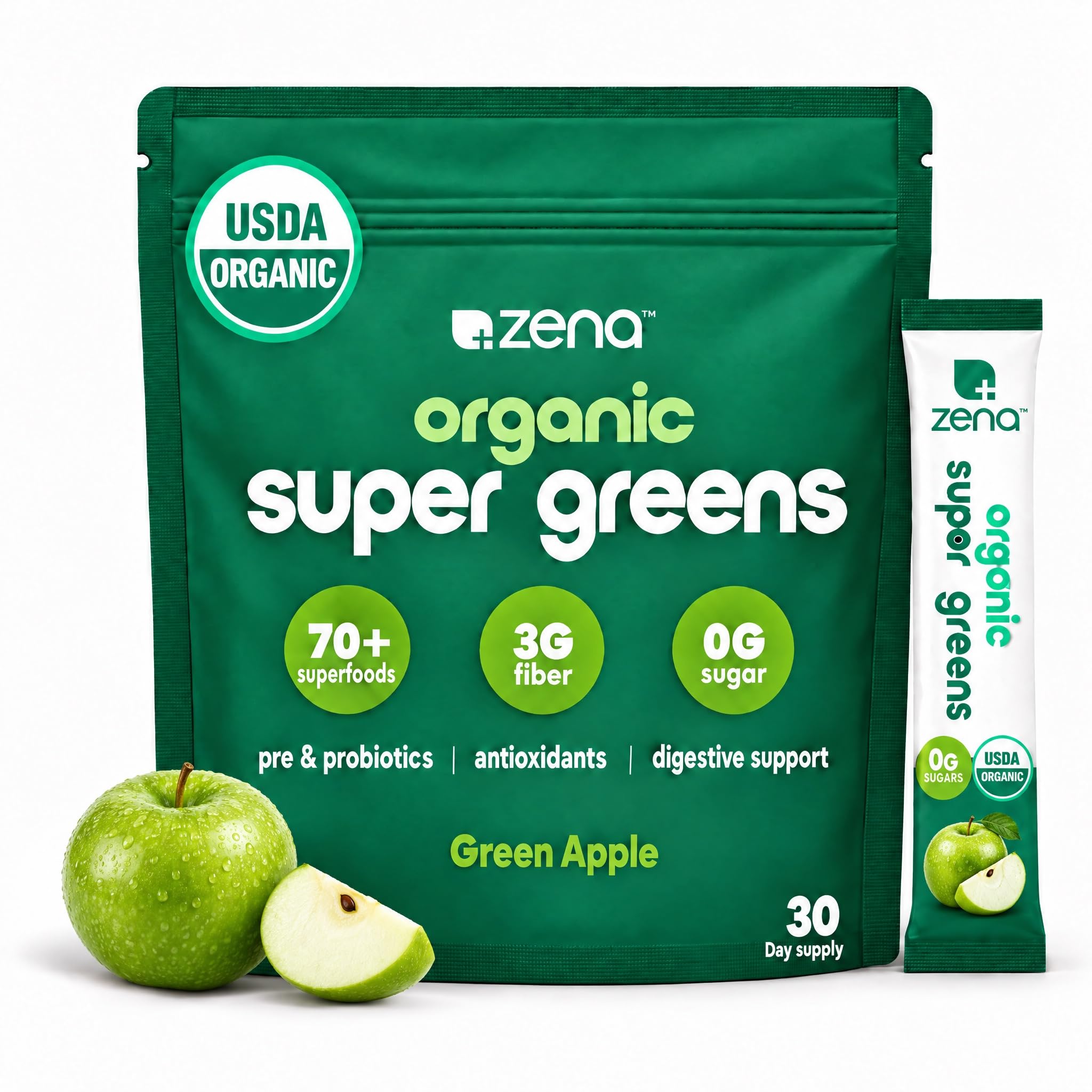 Zena Nutrition Organic Super Greens Powder, Mixed Berry, 30 Packets — Amazon image 10