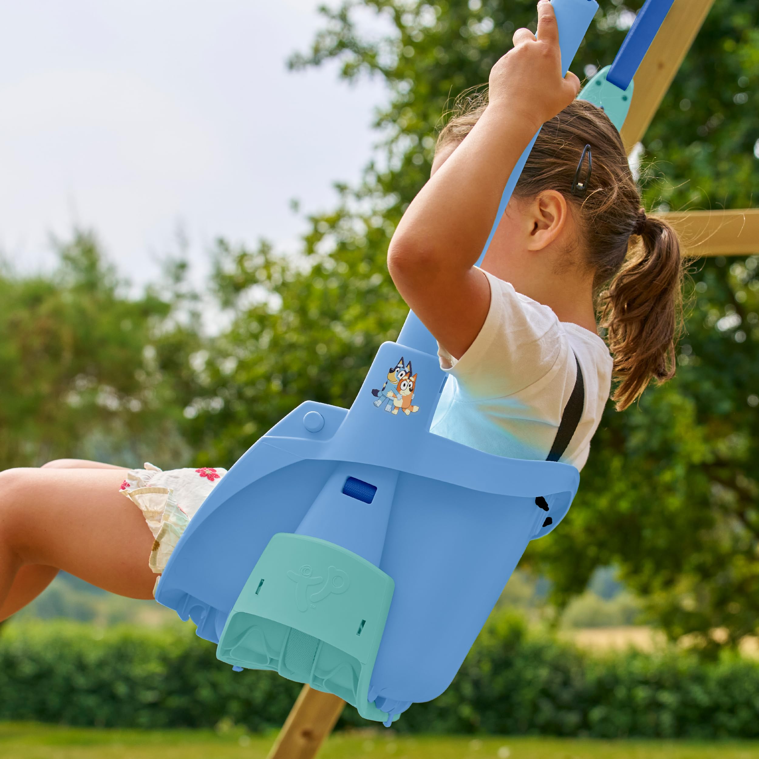 Bluey Quadpod - Asiento de Columpio cultivable 4 en 1, para Parque Infantil al Aire Libre con Cuerdas Ajustables y Correa de Seguridad, Columpio para niños pequeños para Jardines y Parques Infantiles