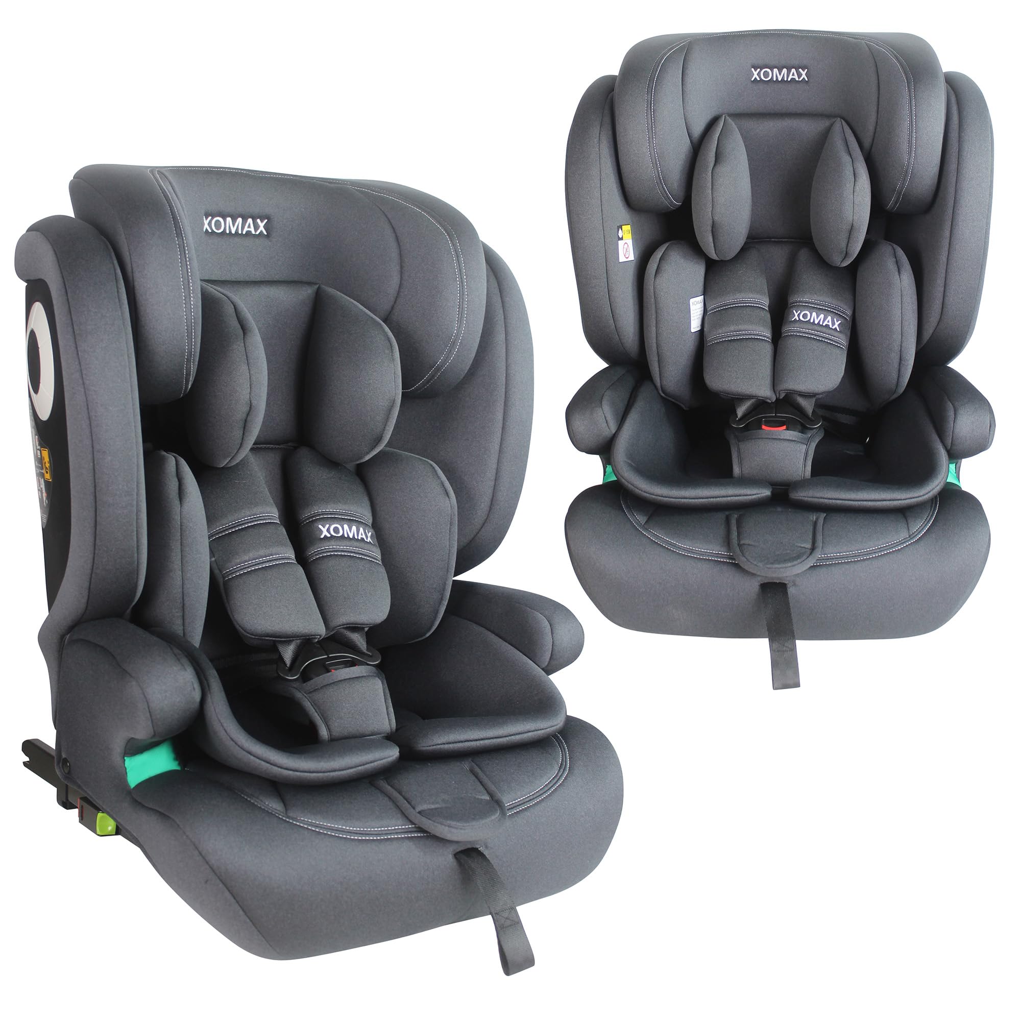 XOMAX LM238 Seggiolino per bambini con ISOFIX I che cresce con te I 9-36 kg, 15 mesi -12 anni, gruppo 1/2/3 I Cintura a 5 punti e a 3 punti I Rivestimento sfoderabile e lavabile I ECE R129 I antracite