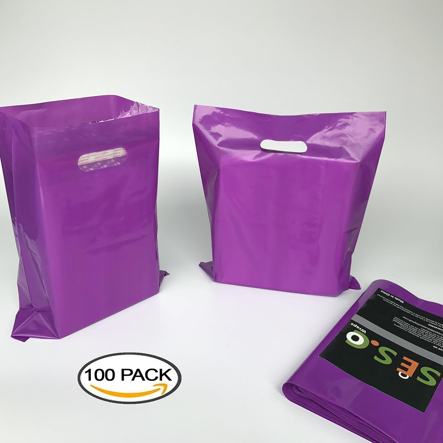 SES.CO 12x15 Inches Premium Glossy Purple Plastic Merchandise Bags Die