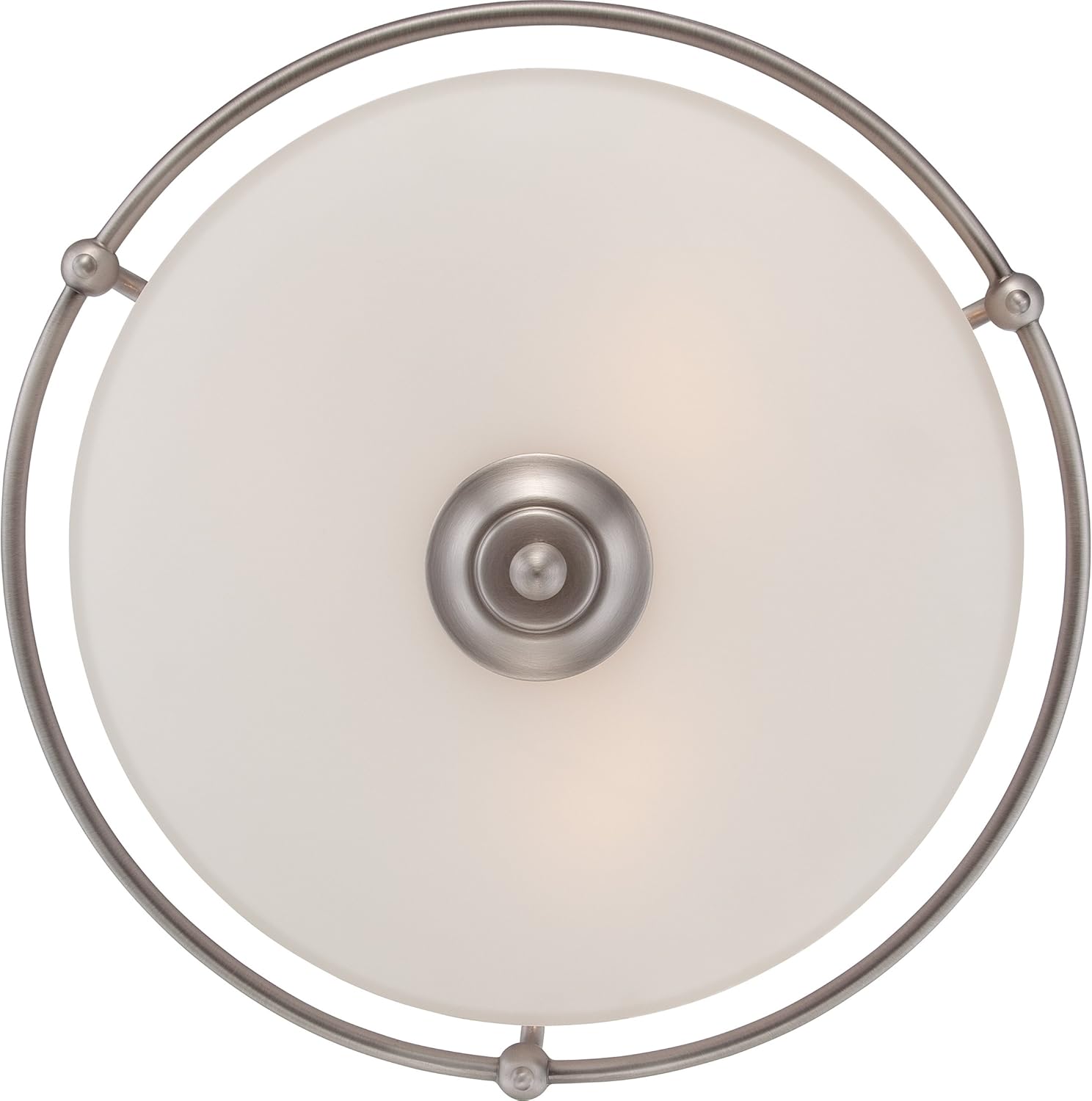 Quoizel Griffin Flush Mount Ceiling Light, 17 Inch 3-Light Antique Nickel Opal-Etched Frosted Glass Shade, Ceiling Light Fixture for Hallway, Kitchen, Bedroom, Dining, Farmhouse or Office