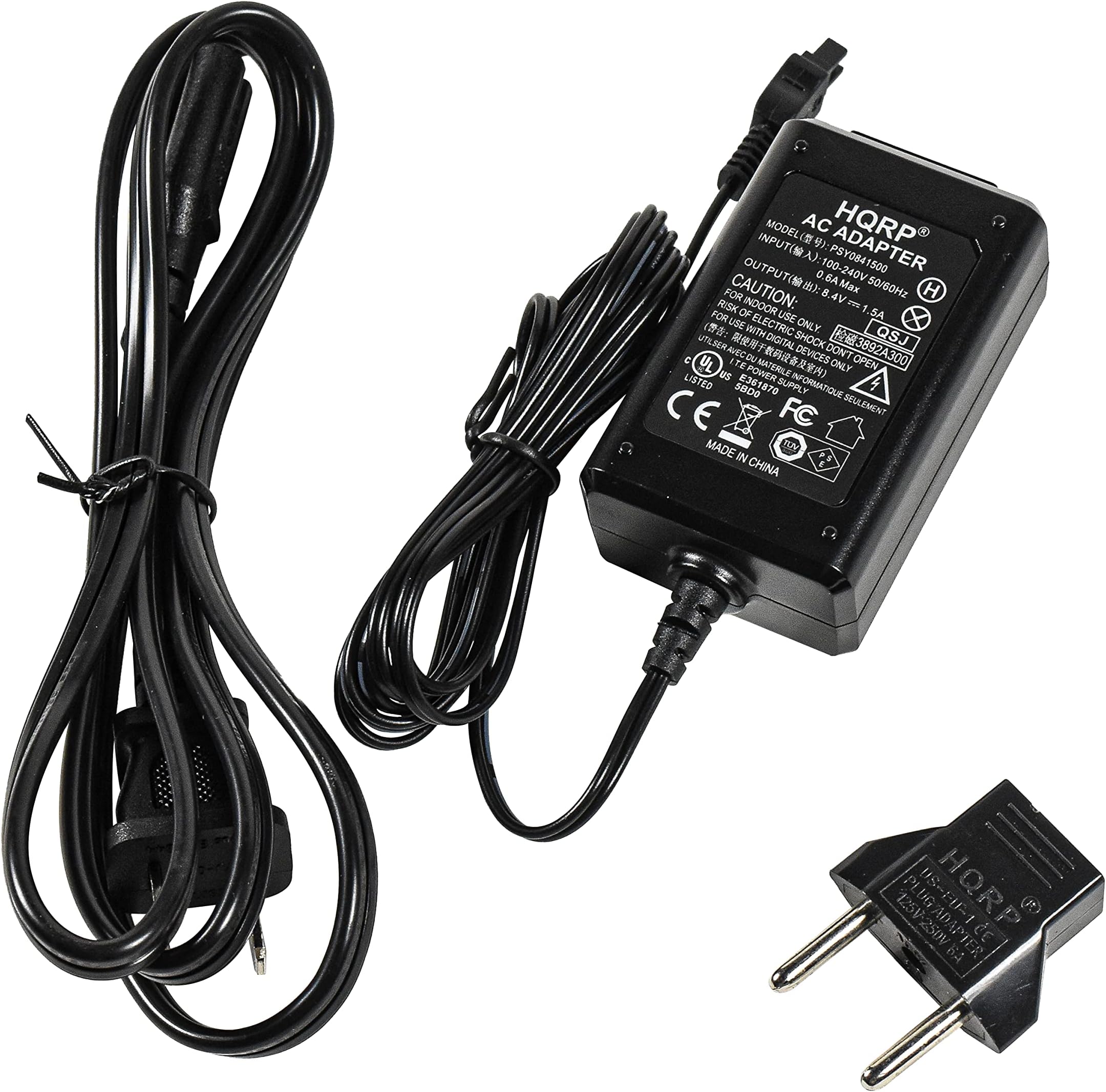 HQRP AC Power Adapter Compatible with Sony HandyCam HDR-XR260, HDR-XR260V, DCR-SR67C, DCR-SR67E, DCR-SR70E, DCR-SR72E, DCR-SR77E Camcorder - (incl. USA Plug & Euro Adapter)