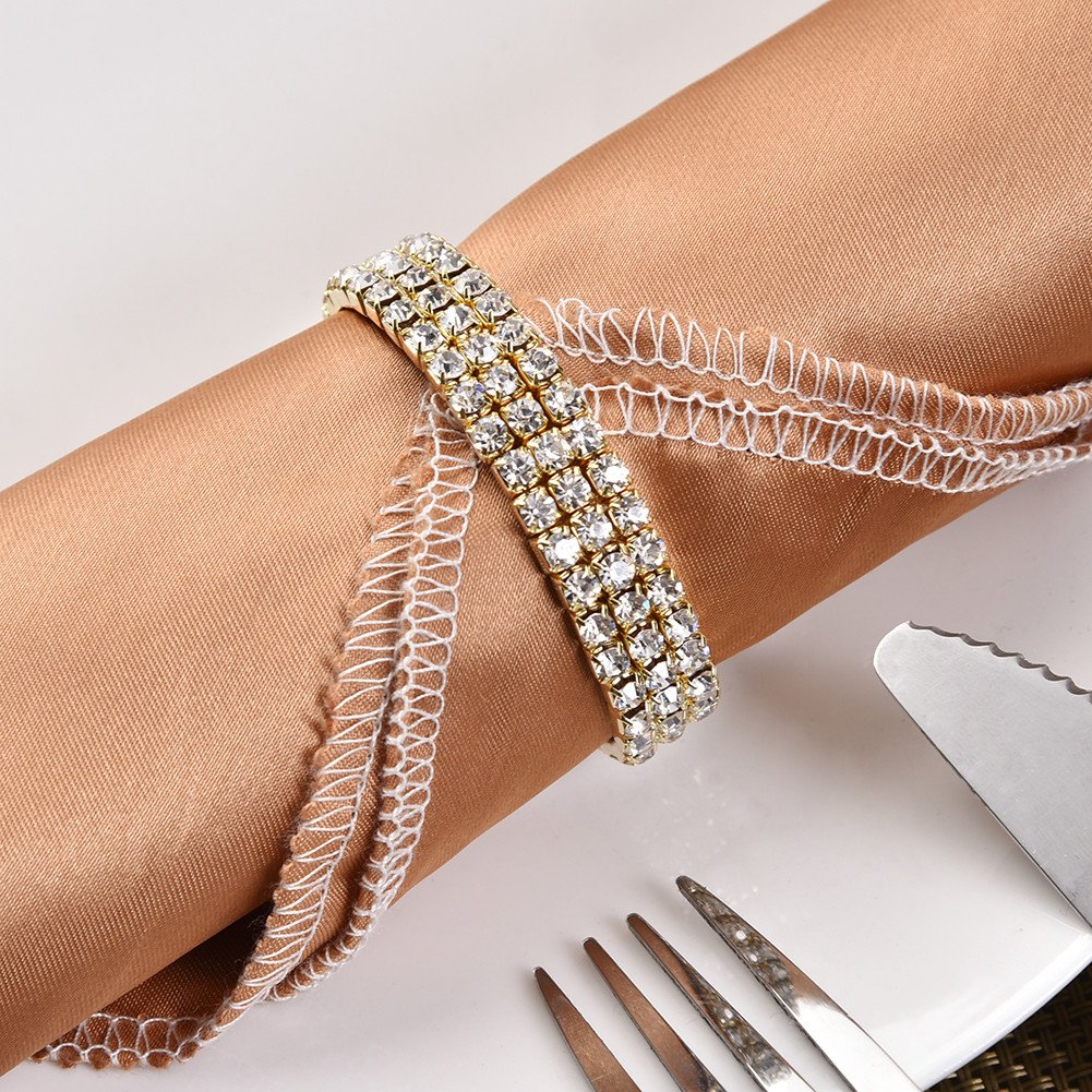 12er-Set elastische, Dehnbare Serviettenringe mit Strasssteinen für Hochzeitsfeiern, als Geschenk, für Festliche Anlässe, Bankette, Abendessen und als Tischdeko