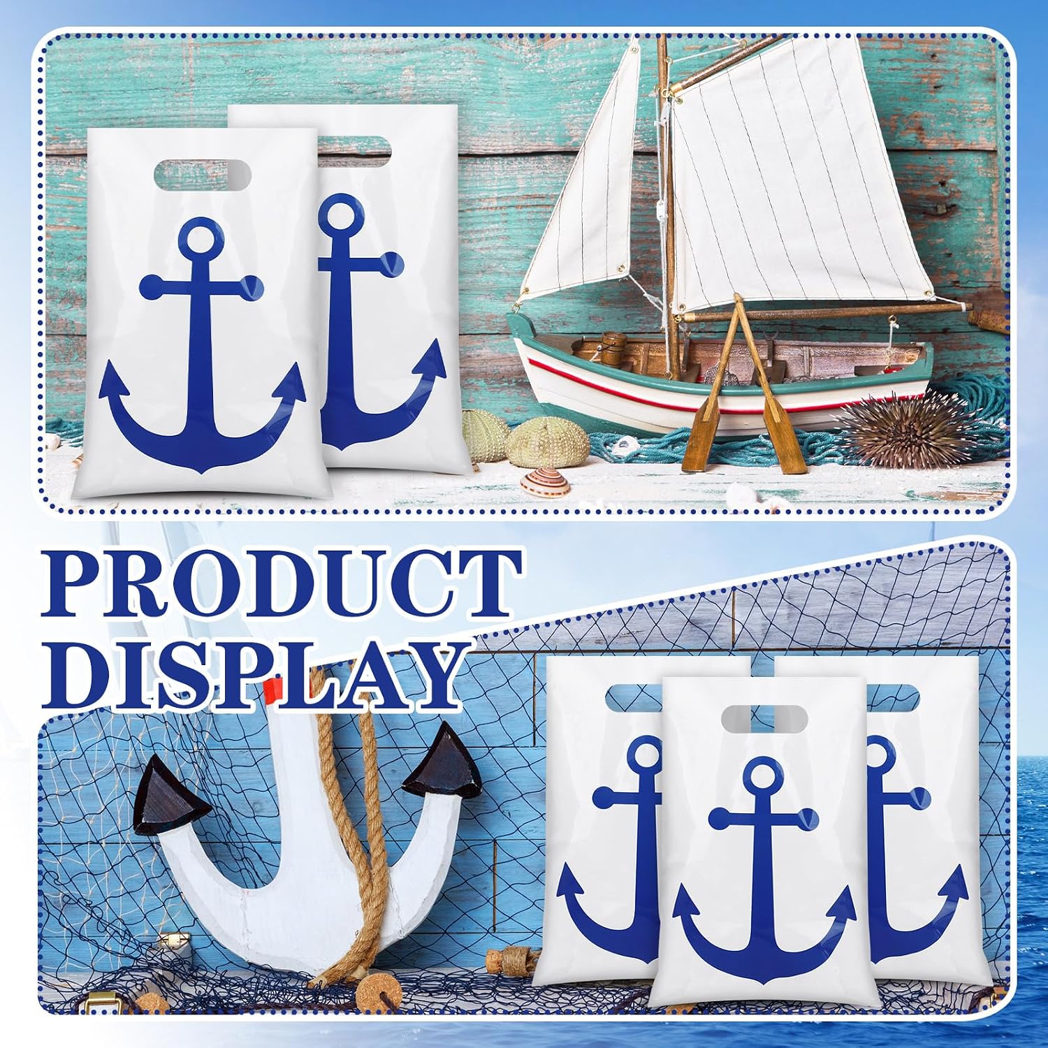 Supervitae 50 Pcs Anchor Gift Bags with Handles, Nautical Anchor image 4