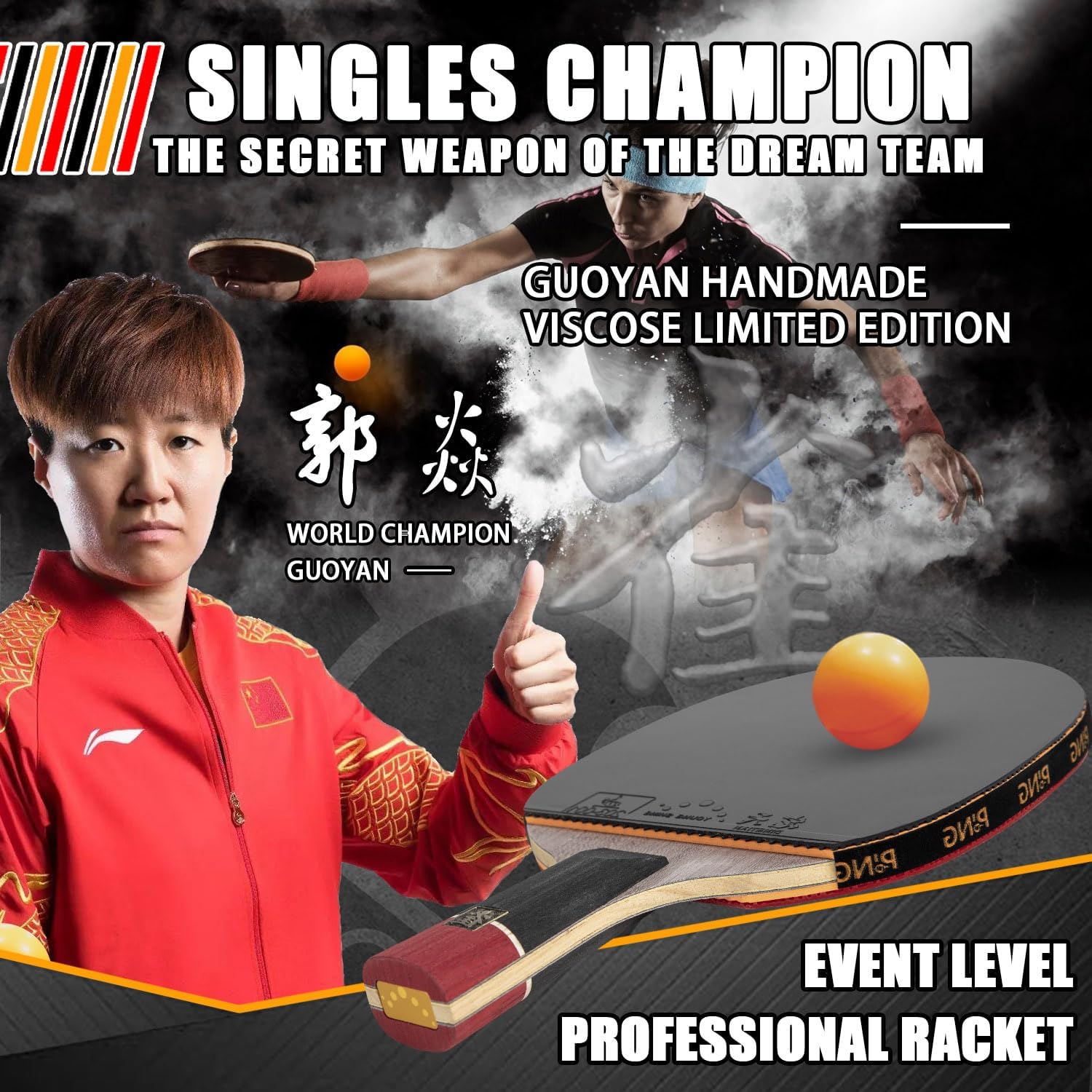 Professional Ping Pong Paddle,External Carbon Table Tennis Racket,Competition Grade Professional Ping Pong Sponge Rubber,for Intermediater and Advanced Players.(yanque)