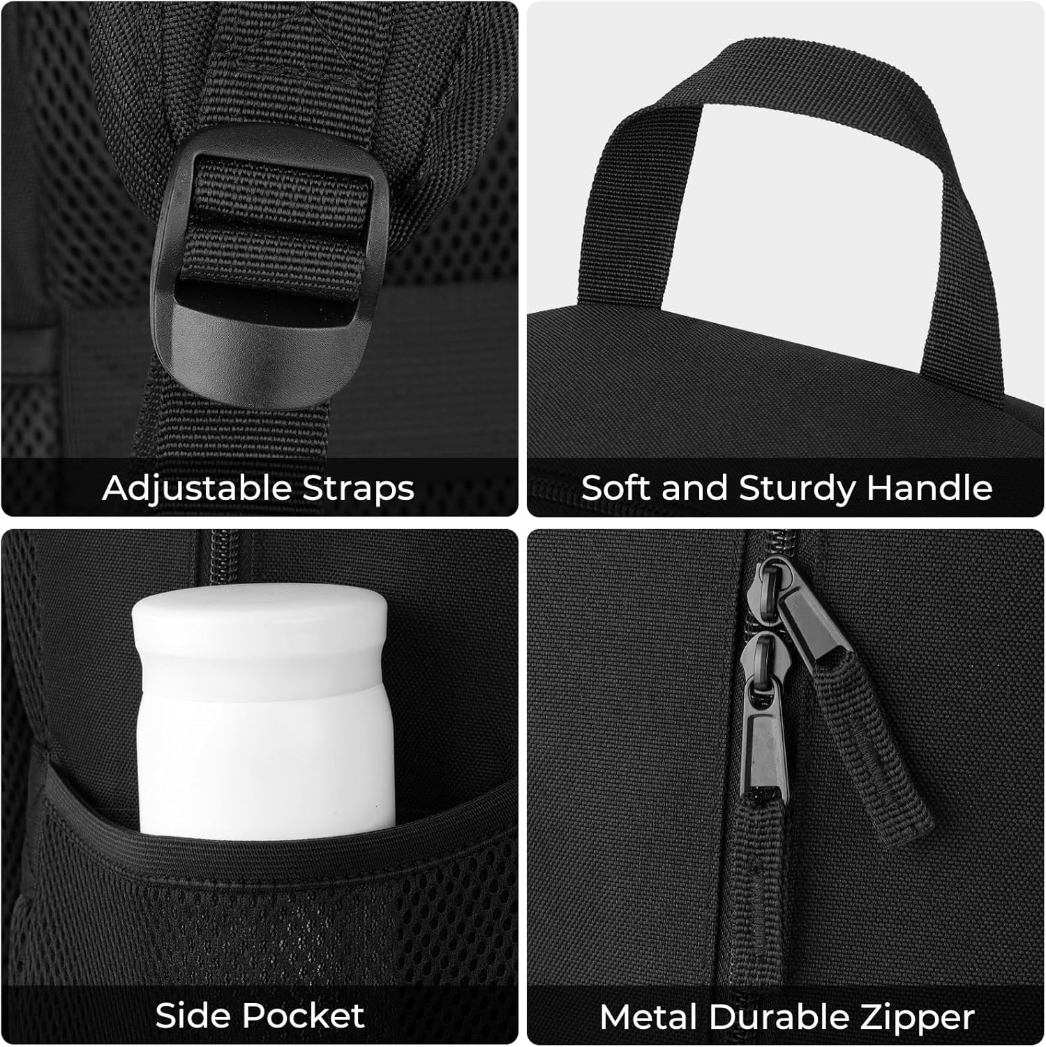 Black Backpack, School Backpack for Boys Girls, Lightweight Casual High School Bookbag, Daily-use Travel Laptop Backpack Fits 15.6 Inch Notebook