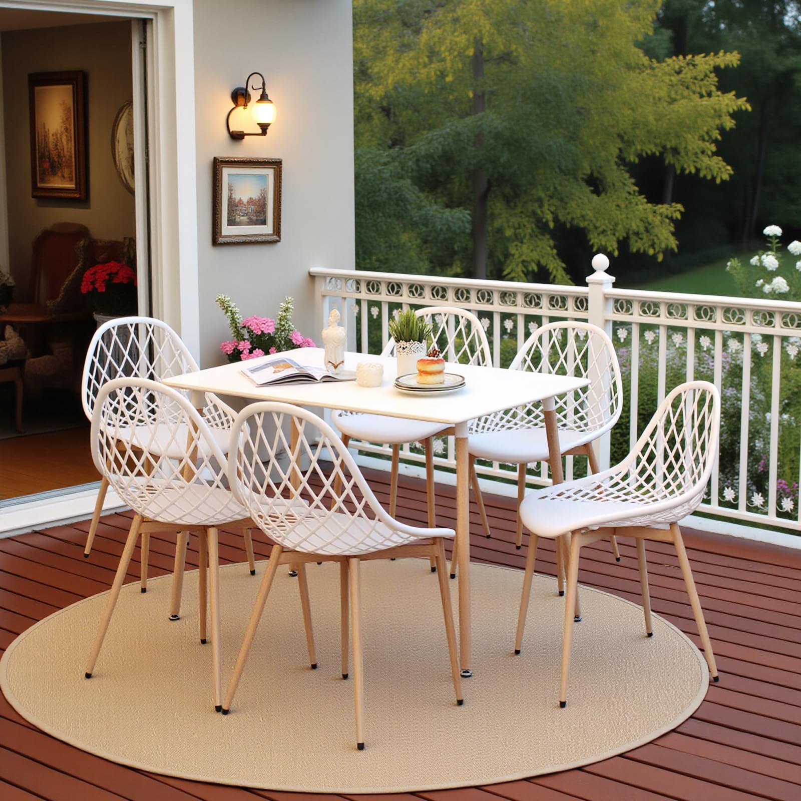 buybyroom Sillas Comedor Pack 6, Sillas de Comedor Modernas con Patas de Metal y Respaldo Ergonómico, para Comedor,Cocina, Reuniones, Salon, Recepción, Blanca