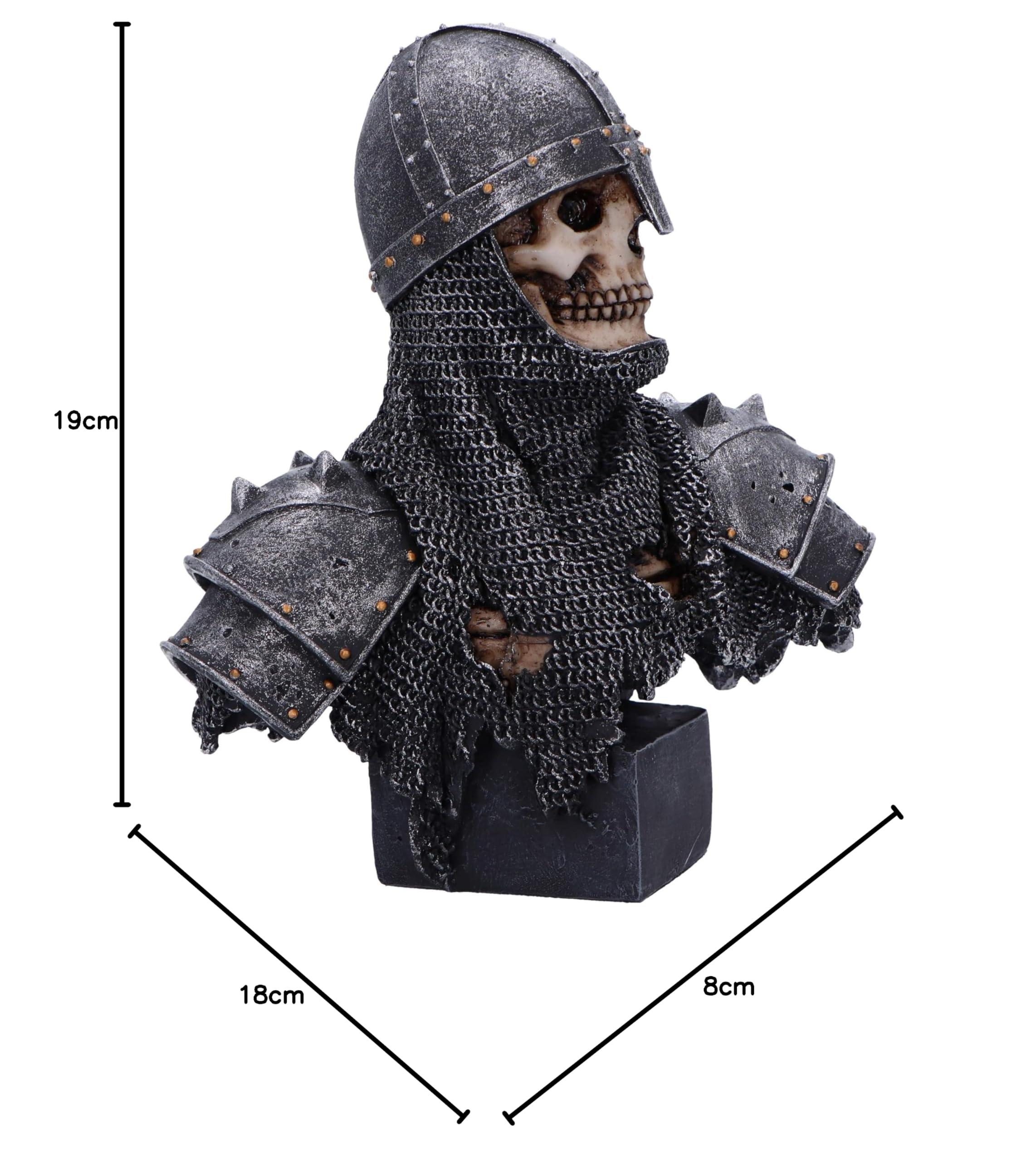 Nemesis Now Into The Knight Buste de Chevalier 19 cm, en résine, Argent, Buste de Chevalier Squelette, Buste médiéval, Statue d'histoire médiévale, coulée dans la Meilleure résine, Peinte à la Main