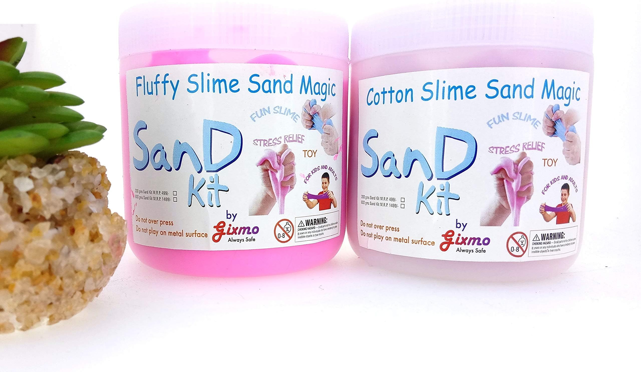Gixmo 100 Grams Pink Fluffy Slime + 100 Grams Pink Cloud Sand Slime Squishy Strawberry Flavoured Scented Stress Kids Clay Sand Toy Combo (200 Grams)