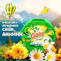 Vista 5 de Gain Flings - Cápsulas de detergente para ropa, 112 unidades, aroma original, cápsulas de detergente HE 3 en 1 con Oxi Boost y Febreeze